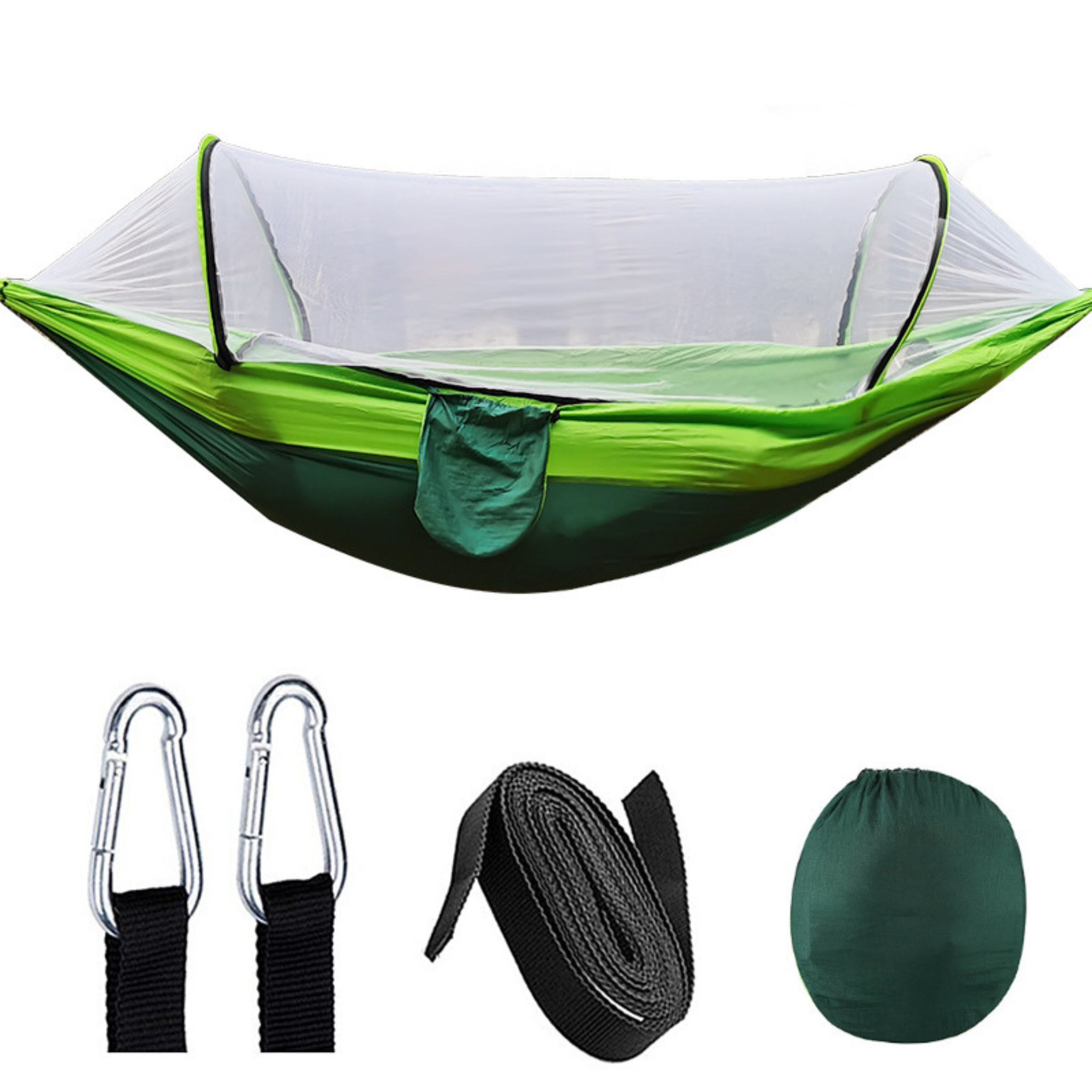 Quick-Deploy Anti-Roll Nylon Camping Hammock with Mosquito Net