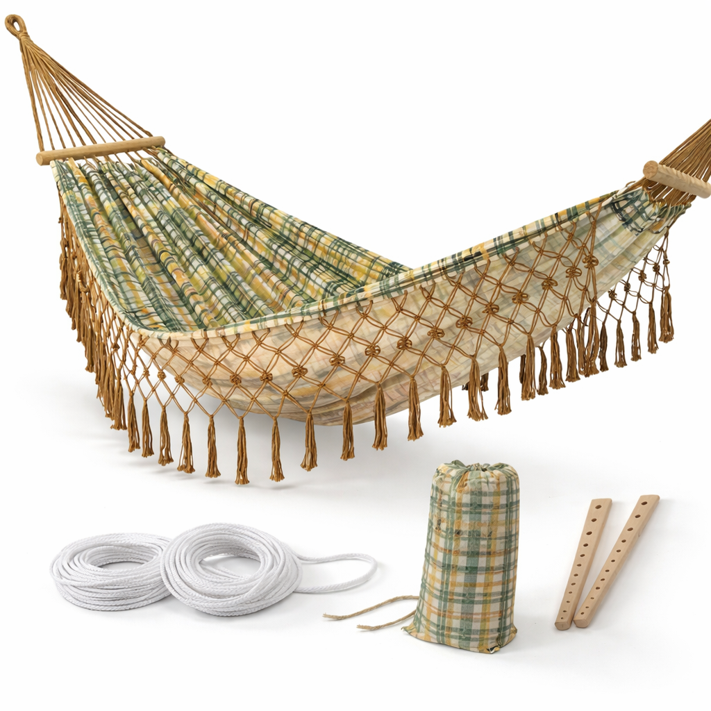 Boho Classic Hammock with Tassel Max 500lbs Handmade