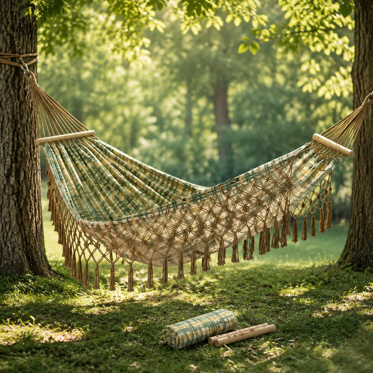 Boho Classic Hammock with Tassel Max 500lbs Handmade