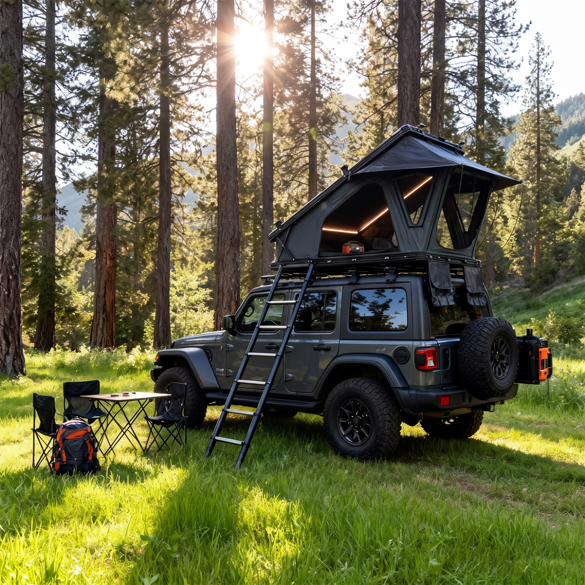 Hard-Shell Hinged Rooftop Tent Waterproof Aluminum RTT for Outdoor Camping