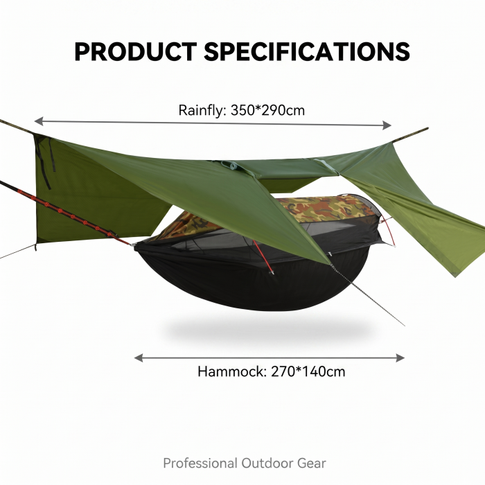 Spacious Waterproof Camping Hammock With Portable Cloud Shadow Tent -H23