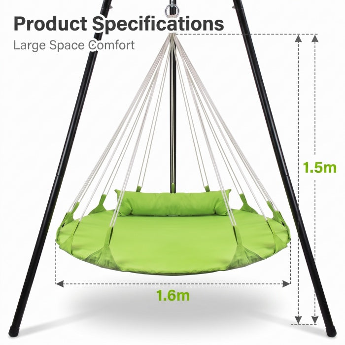 Balcony Patio Swing Outdoor Villa Garden Green Round Hammock Hanging Swing -H18
