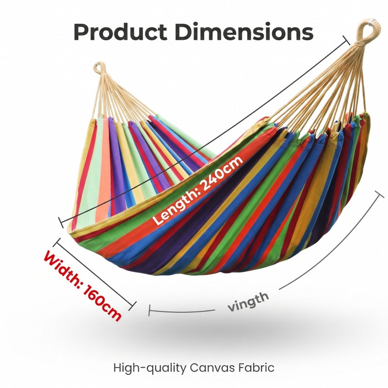 Double King-size Pure Cotton Swing Hammock Portable -H44