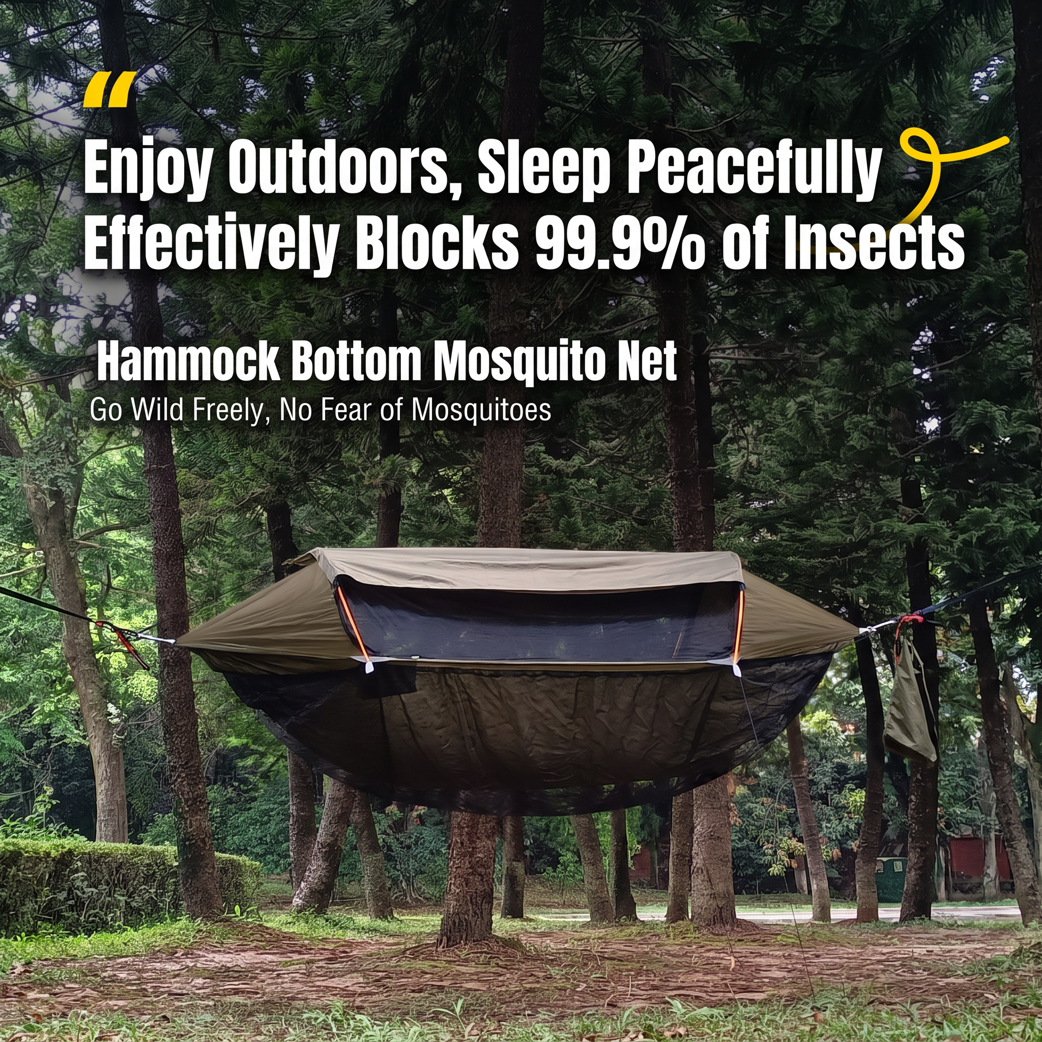 Anti-tipping Double Hammock for Park Camping and Sunshade with Mosquito Net 360° Mosquito Protection -H33