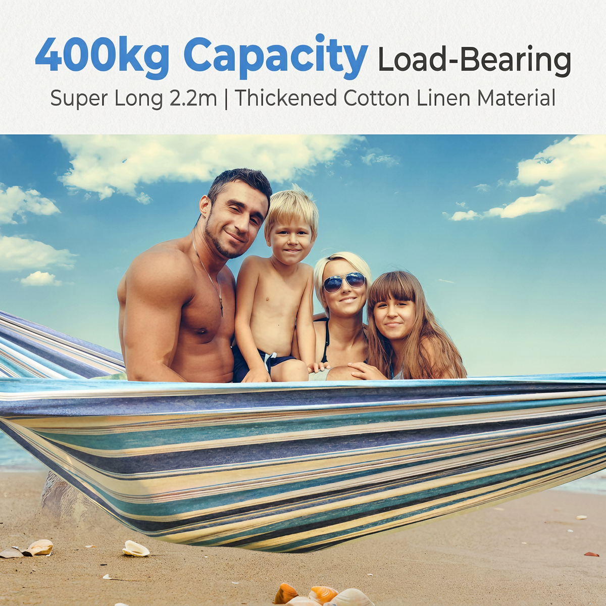 Heavy Duty Double Camping Hammock Cotton Canvas Anti-Flip Patio Swing -H50