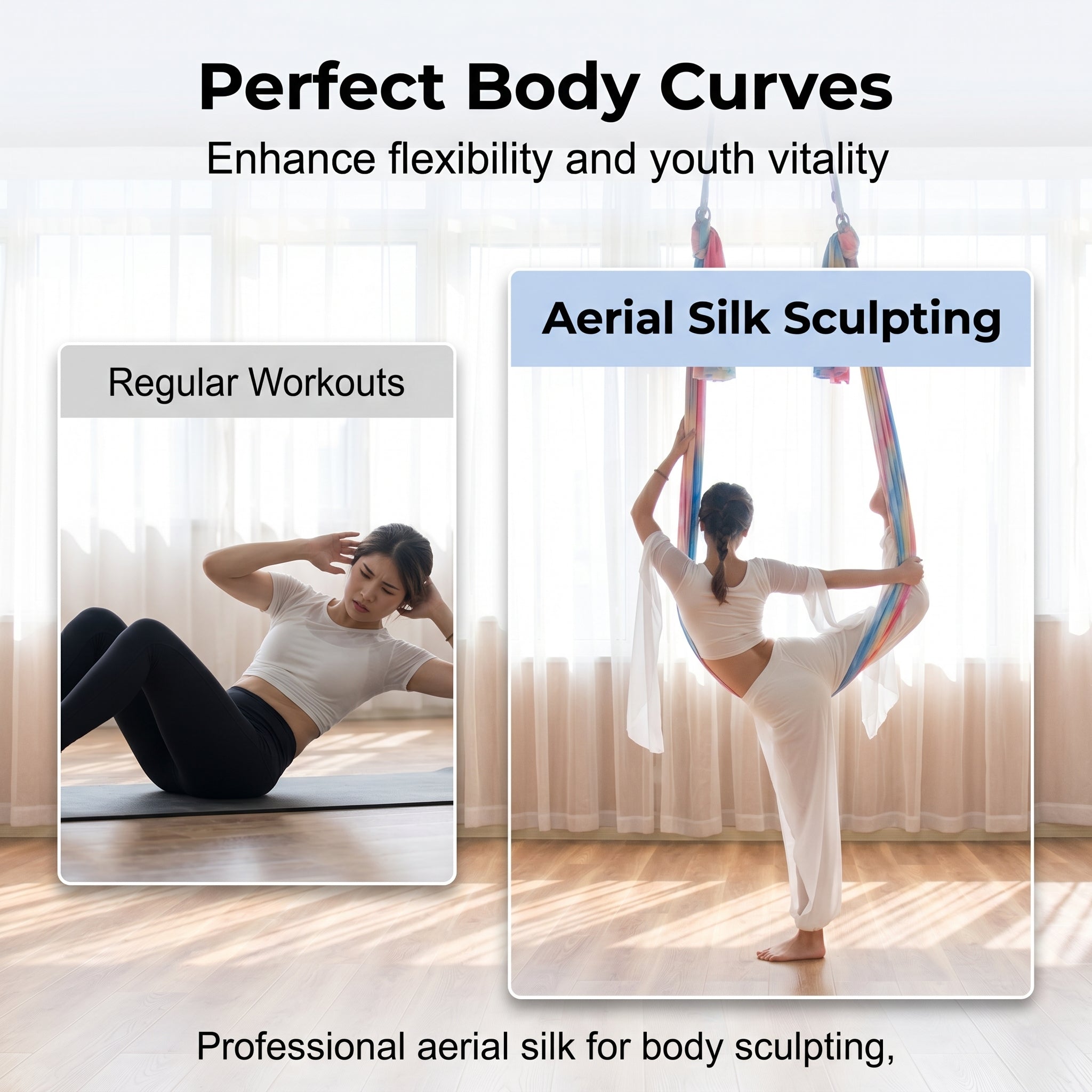 Gradient Printed Colorful Elastic Yoga Silk Aerial Hammock