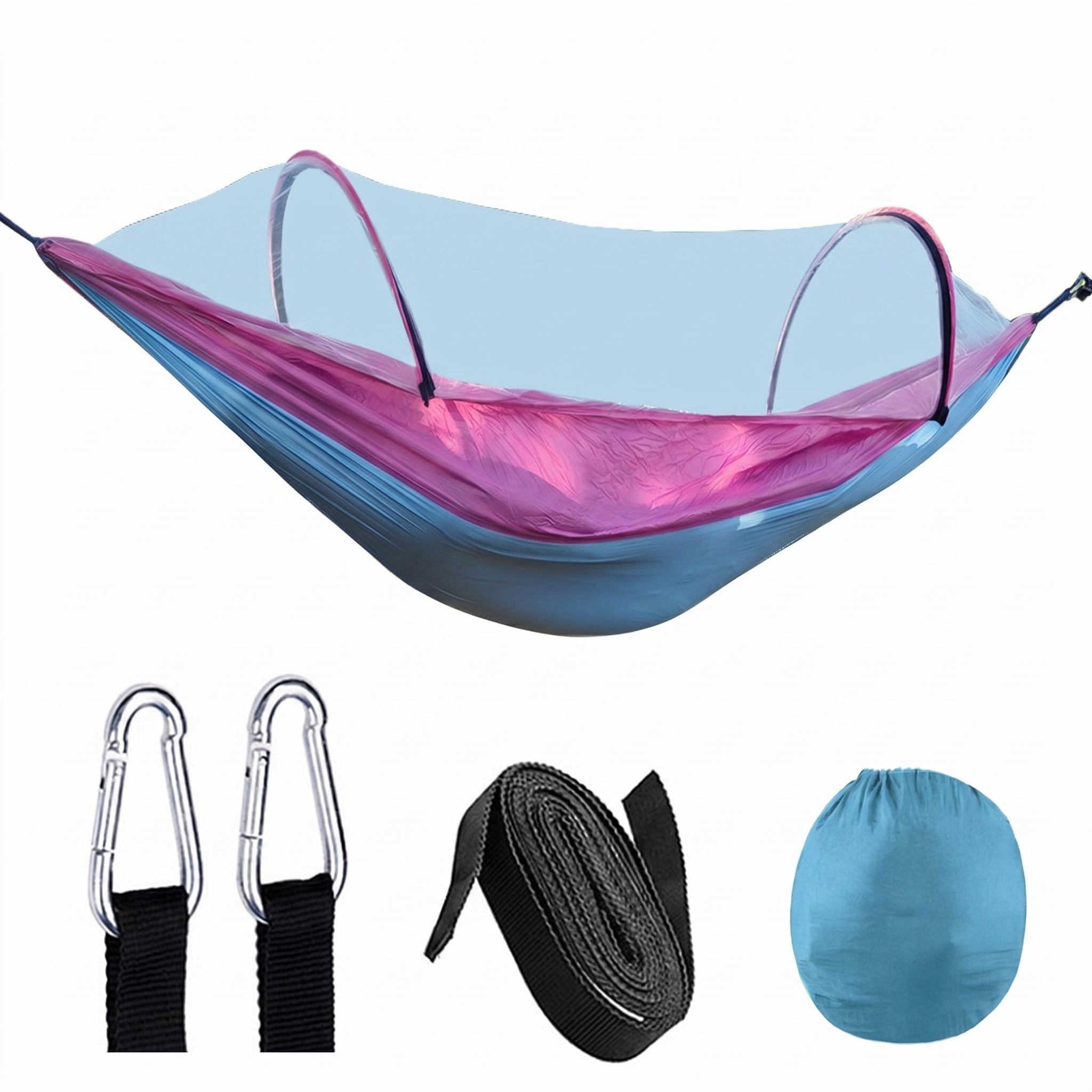 Quick-Deploy Anti-Roll Nylon Camping Hammock with Mosquito Net