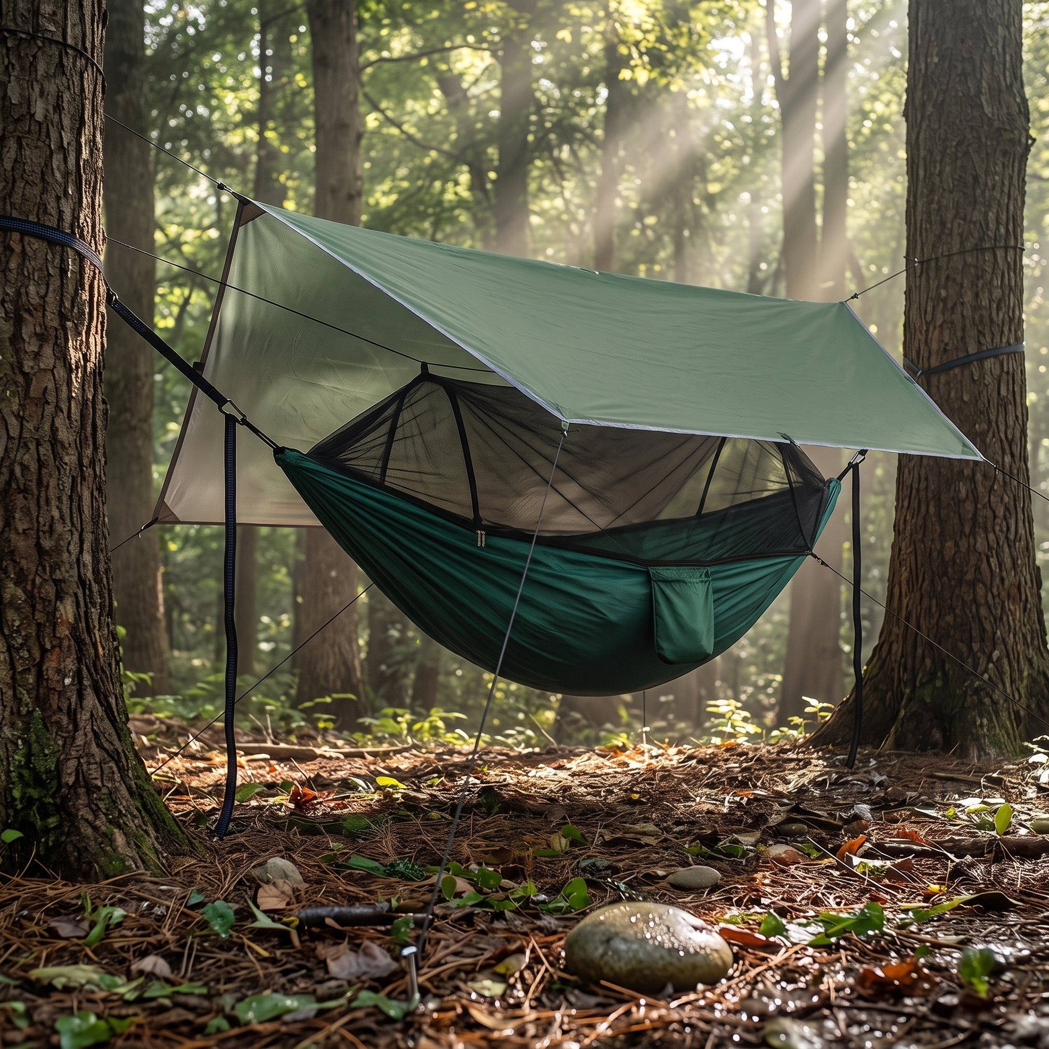 Ultralight Camping Hammock Tent with Mosquito Net & Rain Fly
