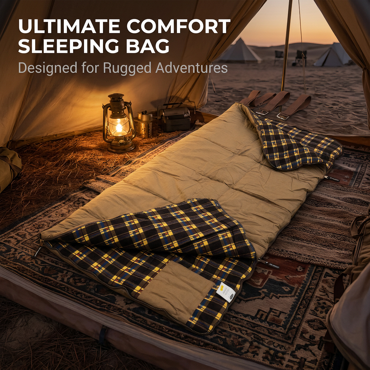 Portable Oxford Canvas Cotton Sleeping Bag for Adult Desert Camping-S9