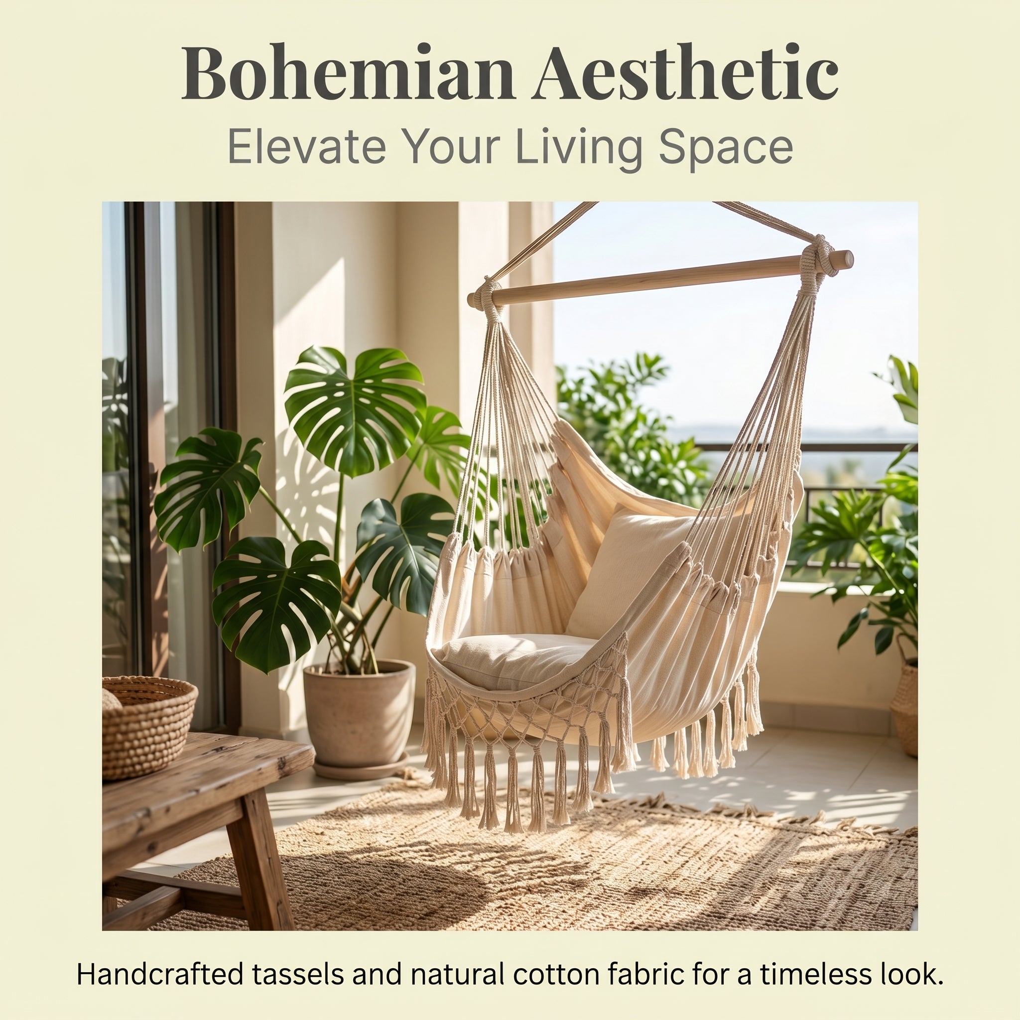 PLUS Bohemian Style Tassel Hammock Hanging Chair