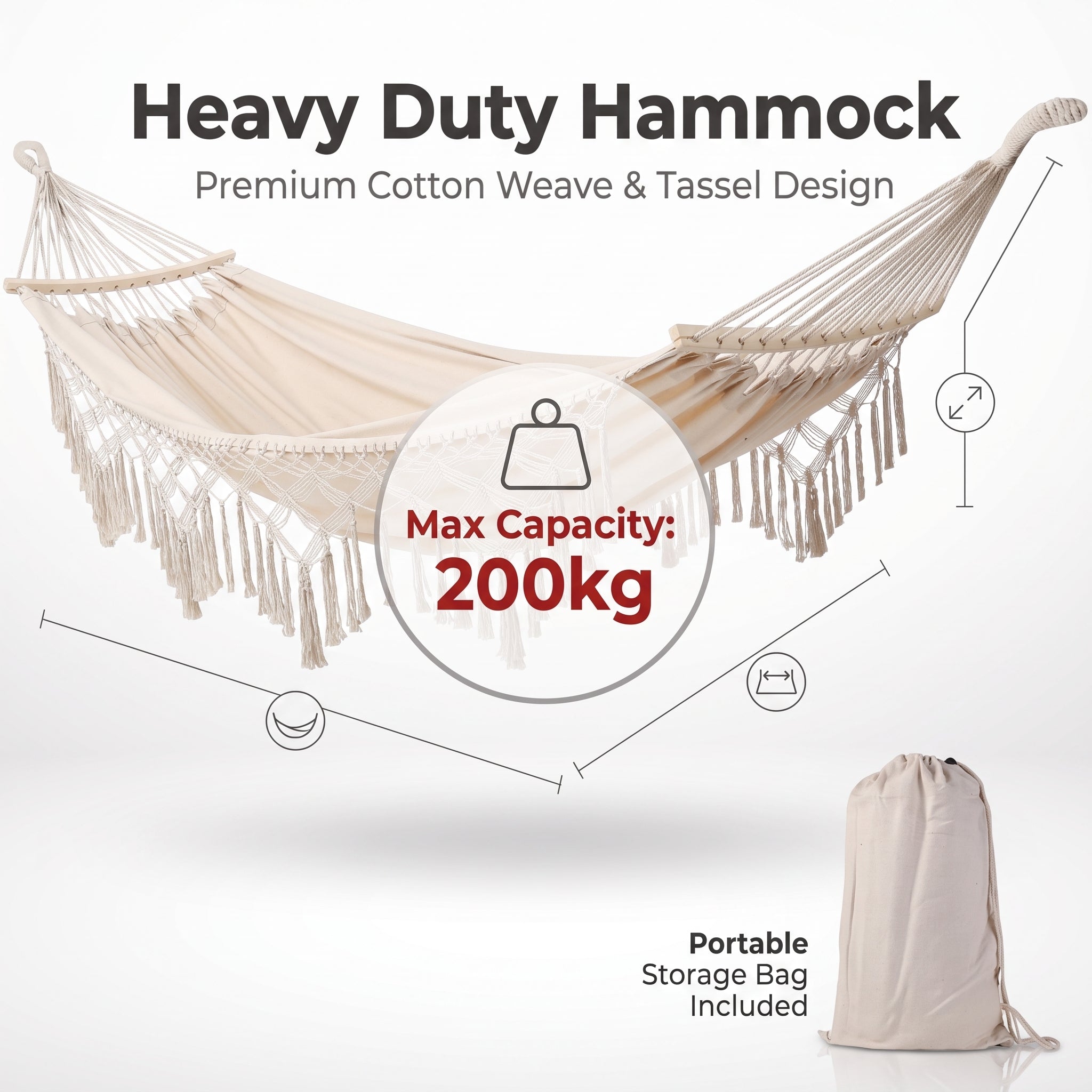Tassel Hammock Outdoor Swing Anti-tipping Home Woven Hammock -H38