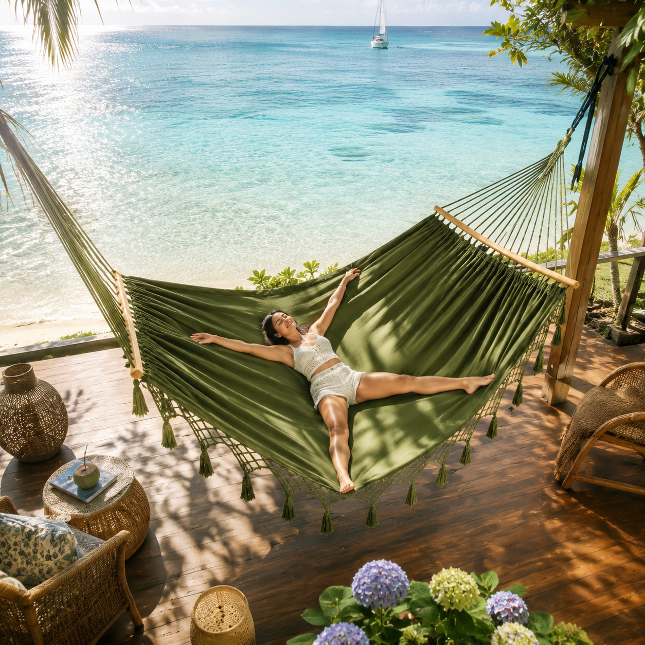 Anti-Roll Canvas Fringe Hammock