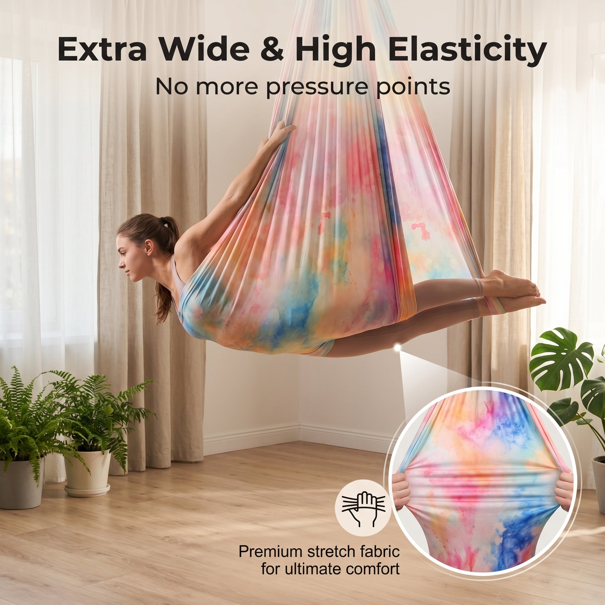 Gradient Printed Colorful Elastic Yoga Silk Aerial Hammock