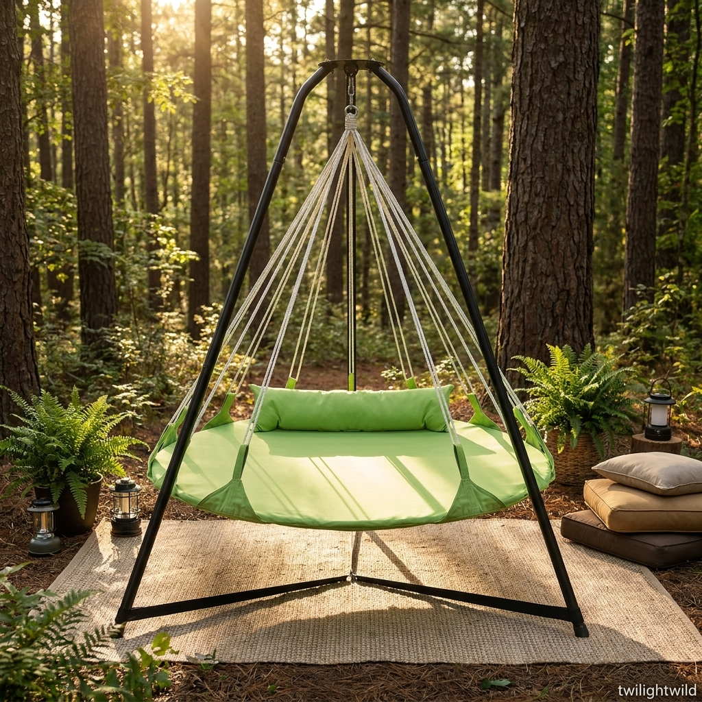 Balcony Patio Swing Outdoor Villa Garden Green Round Hammock Hanging Swing
