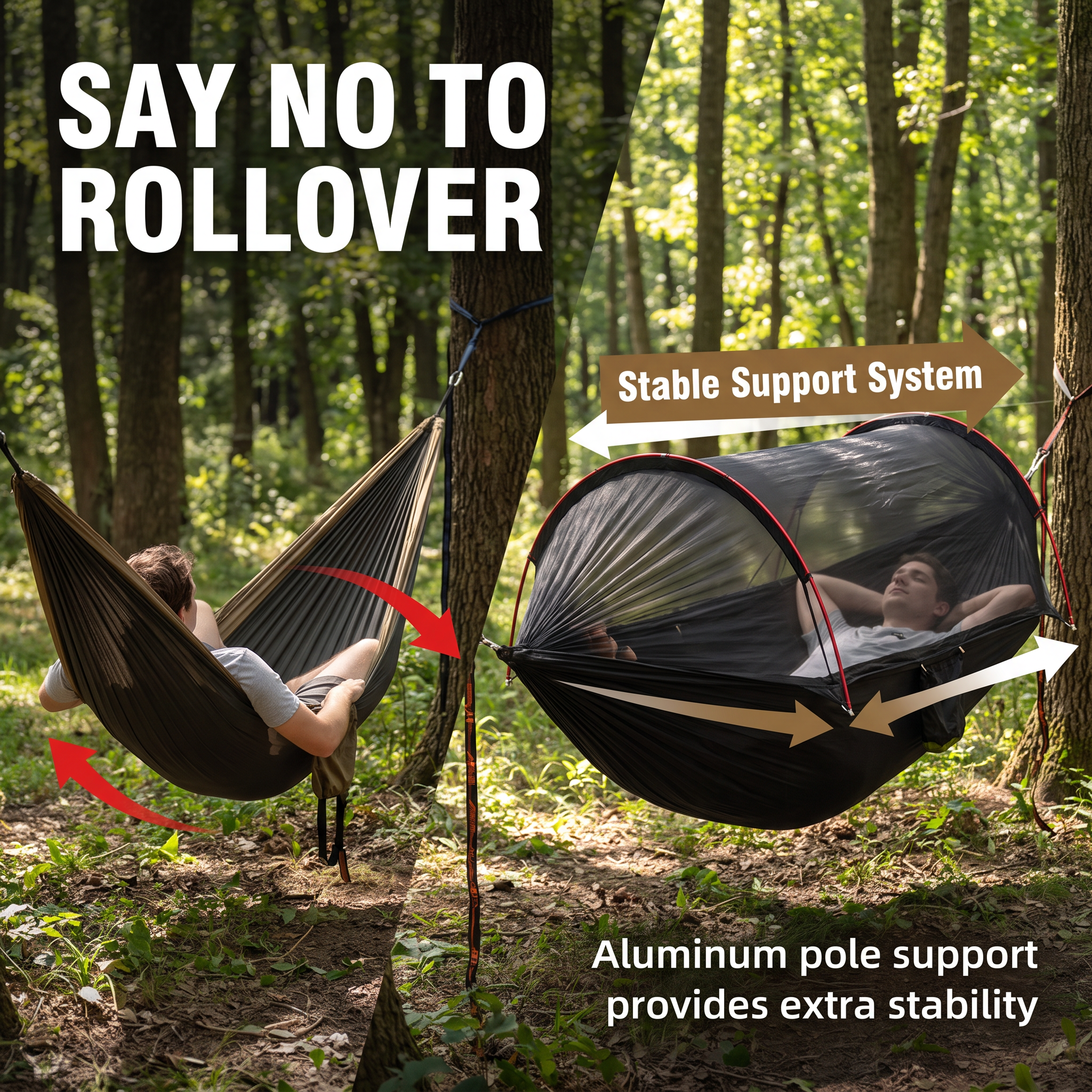 Three-in-One Mosquito Proof Camping Hammock