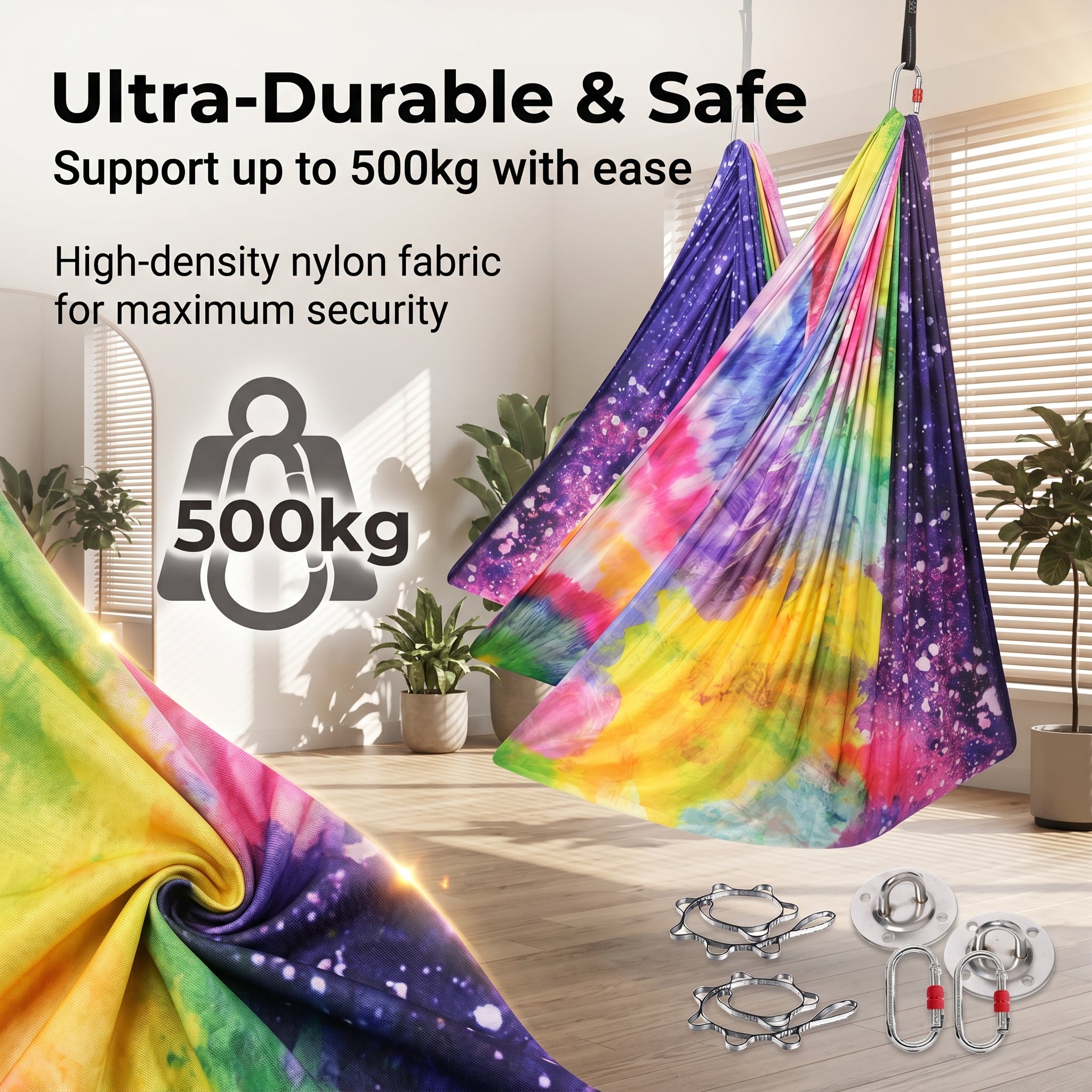5m Colorful Gradient Print Elastic Durable Aerial Yoga Hammock