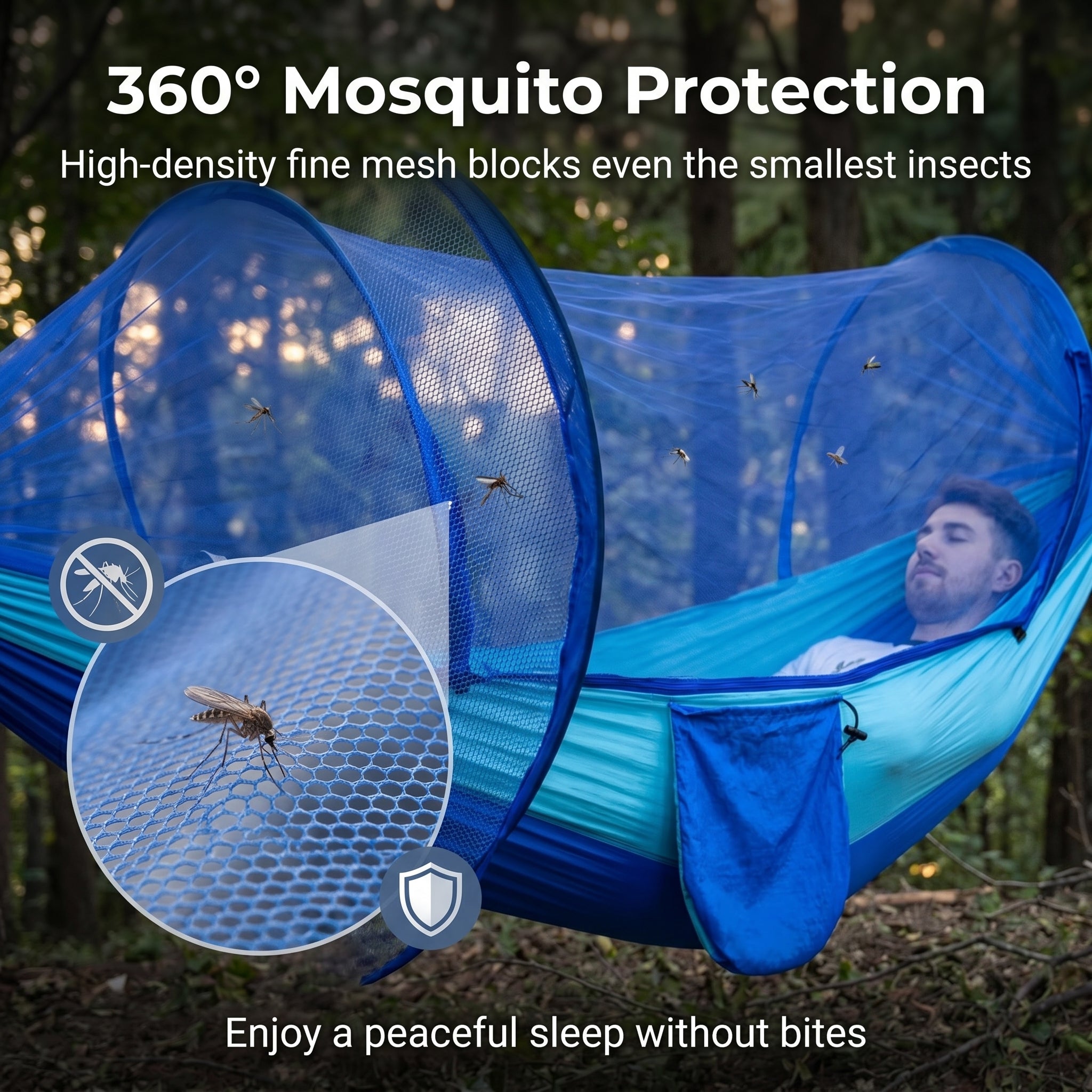 Auto-Open Parachute Hammock with Poles & Mosquito Net – Portable Camping Gear