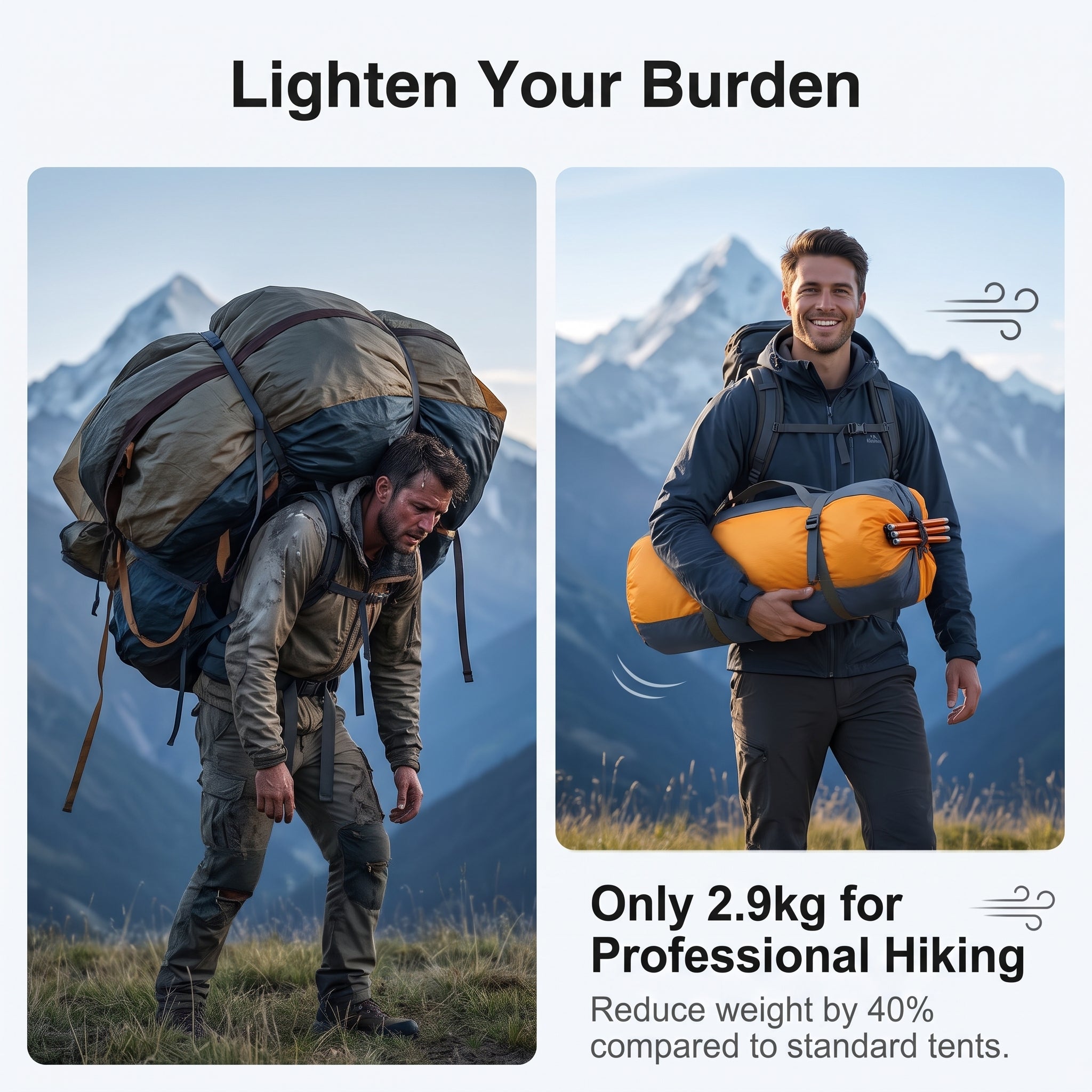 Lightweight alpine camping and mountaineering tent