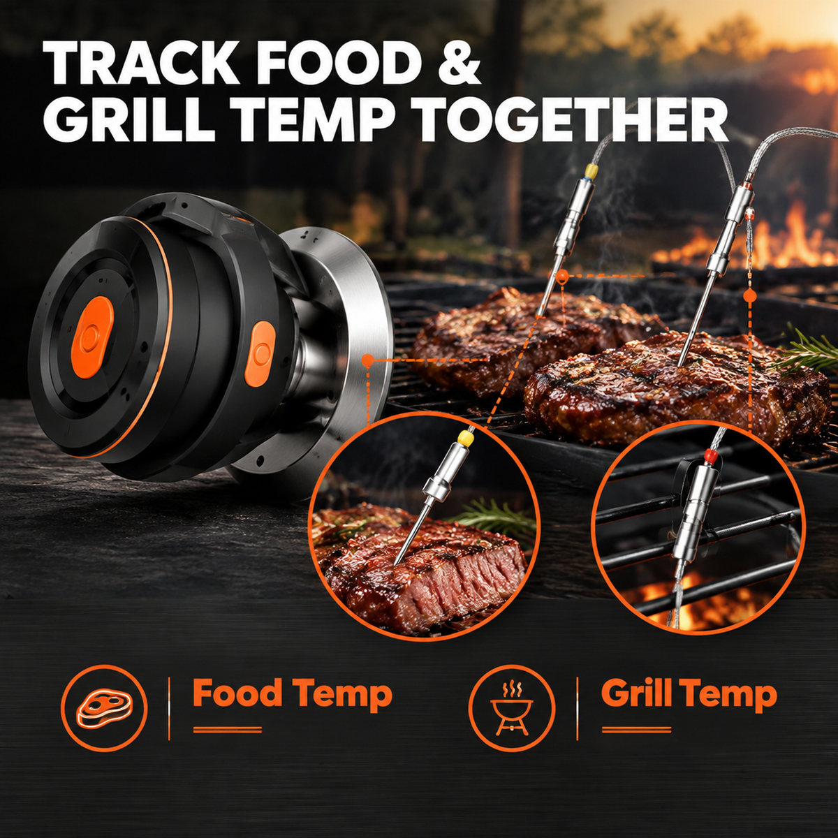 Smart Bluetooth Grill Thermometer – Dual-Probe BBQ & Smoker Monitor-T18