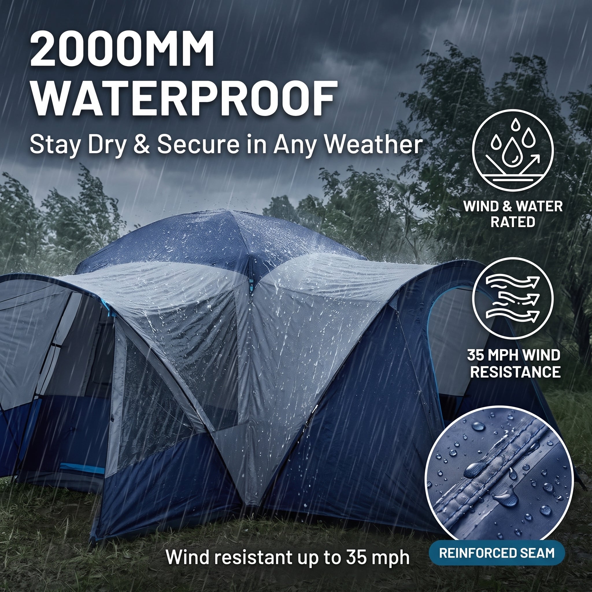 SUV CampingTent with Screened Porch and Awning Windproof and Rainproof Portable