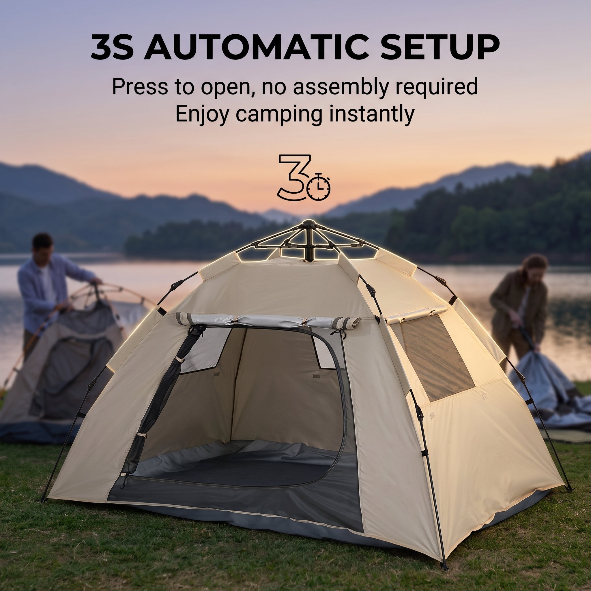 Portable Folding Automatic Windproof Camping Tent