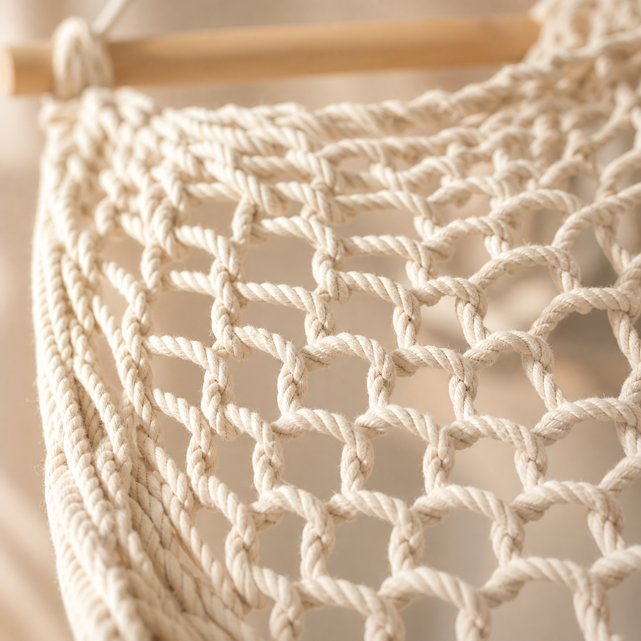 Cotton Rope Hammock Chair with Wooden Spreader Bar