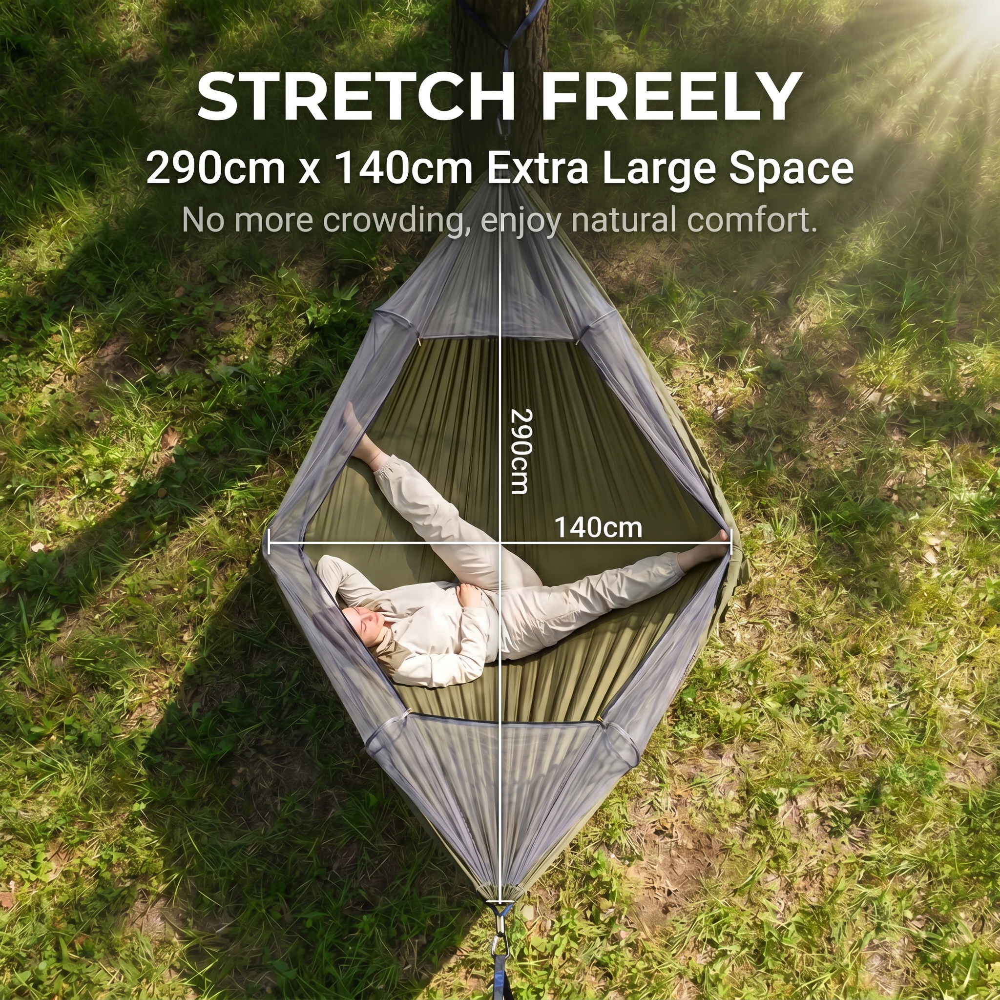 Outdoor Camping Hammock with Mosquito Net 210T Parachute Nylon Fabric