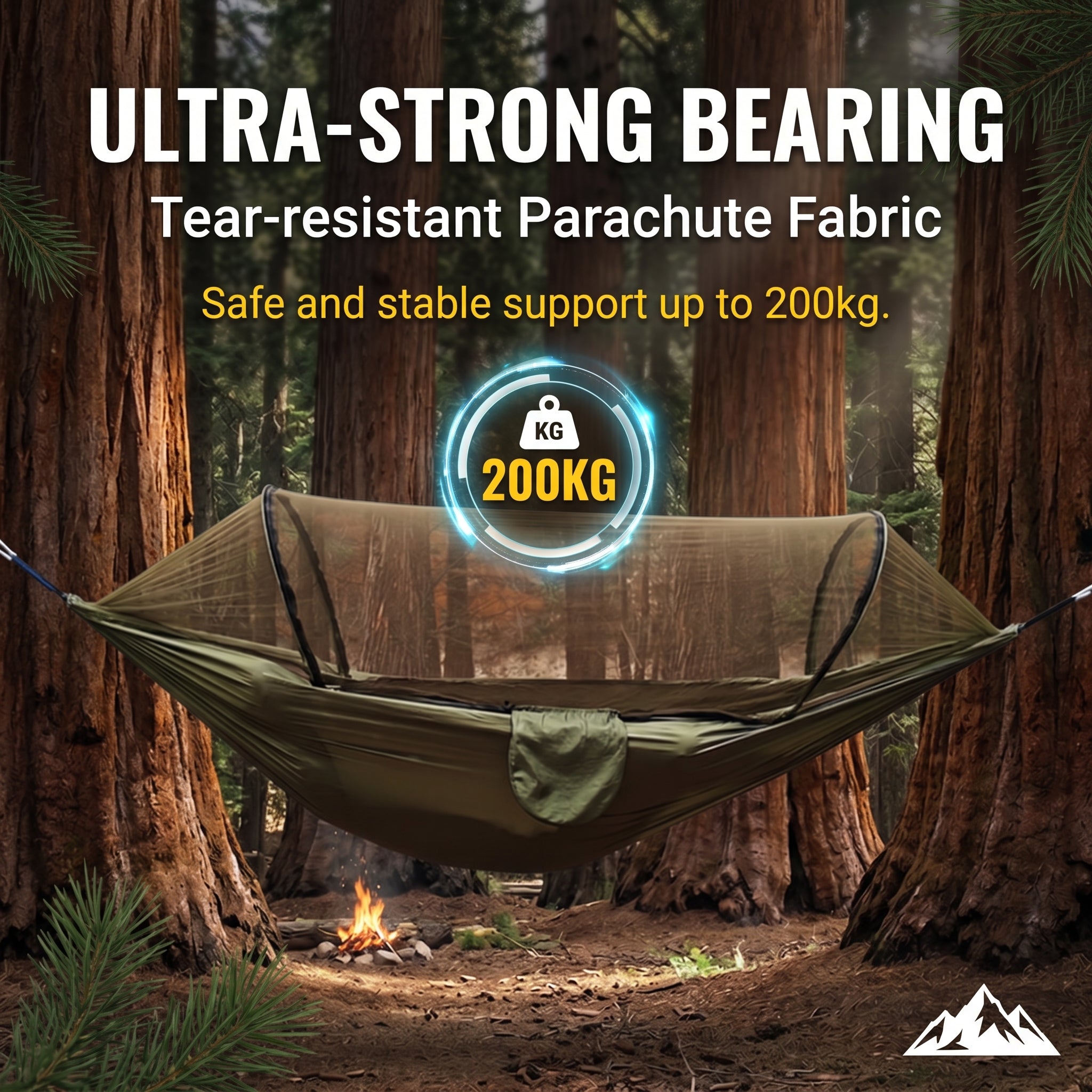 Quick-Deploy Anti-Roll Nylon Camping Hammock with Mosquito Net