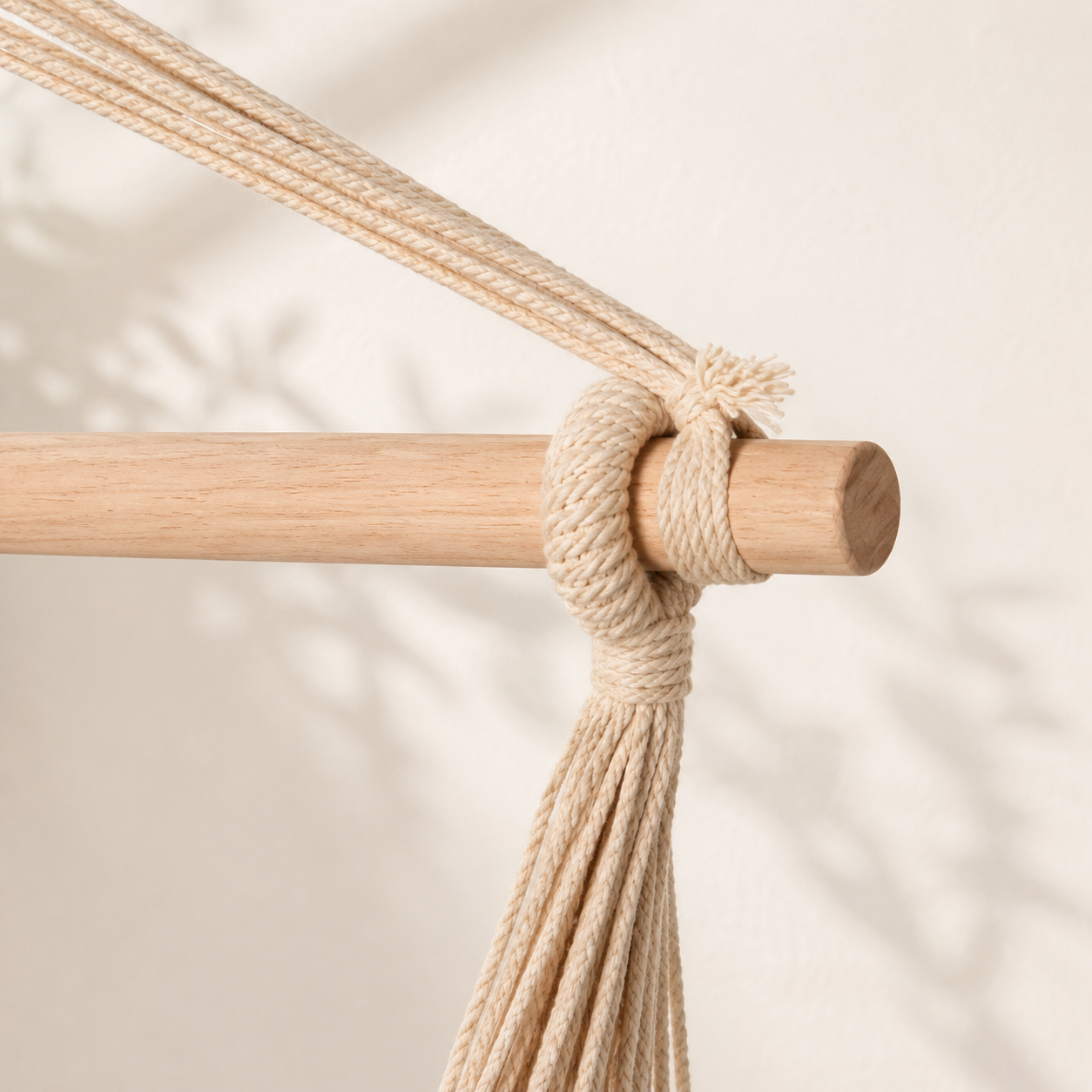 Modern Cotton Rope Hammock Chair with Wooden Spreader Bar