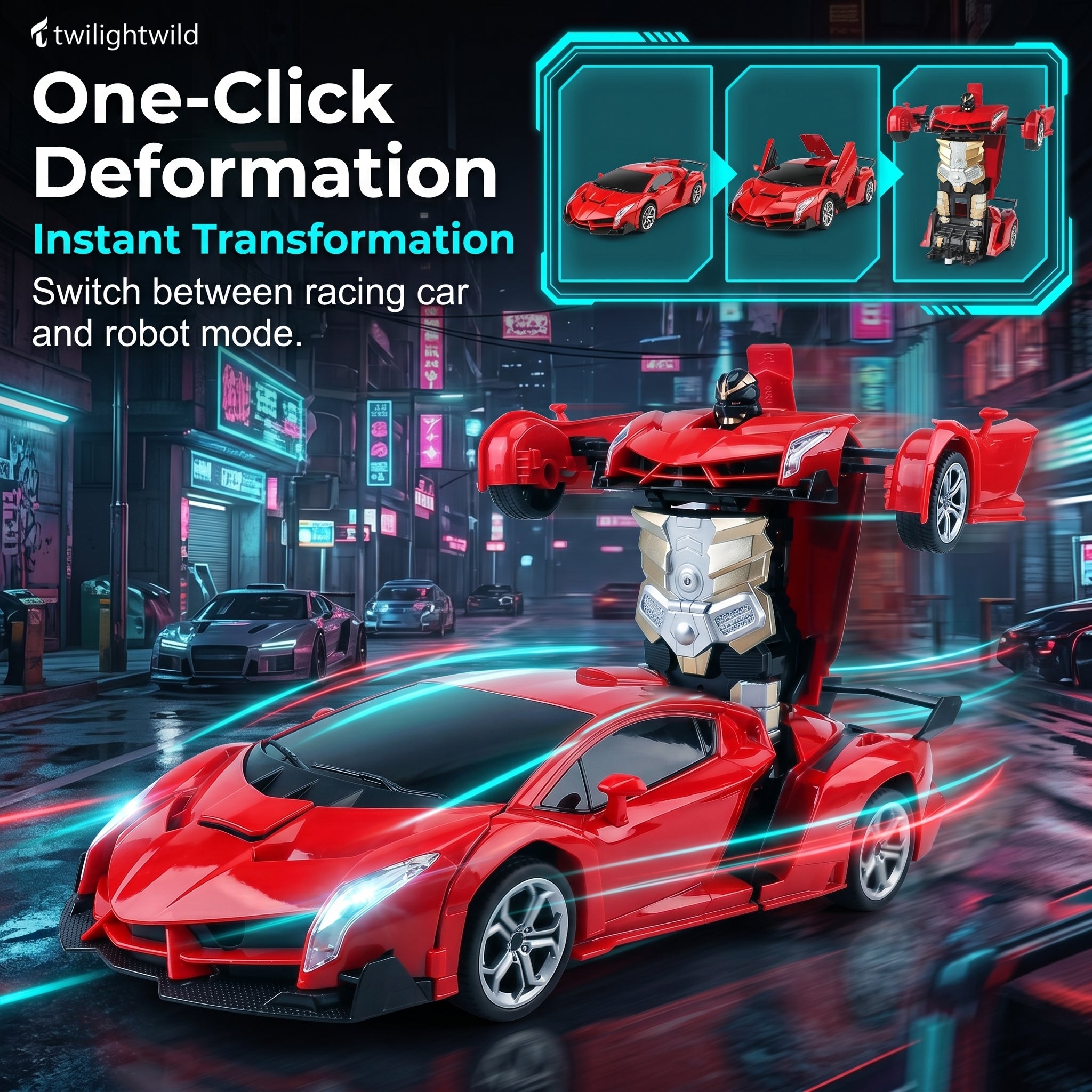 2.4G One-Click Remote Control Transforming Car