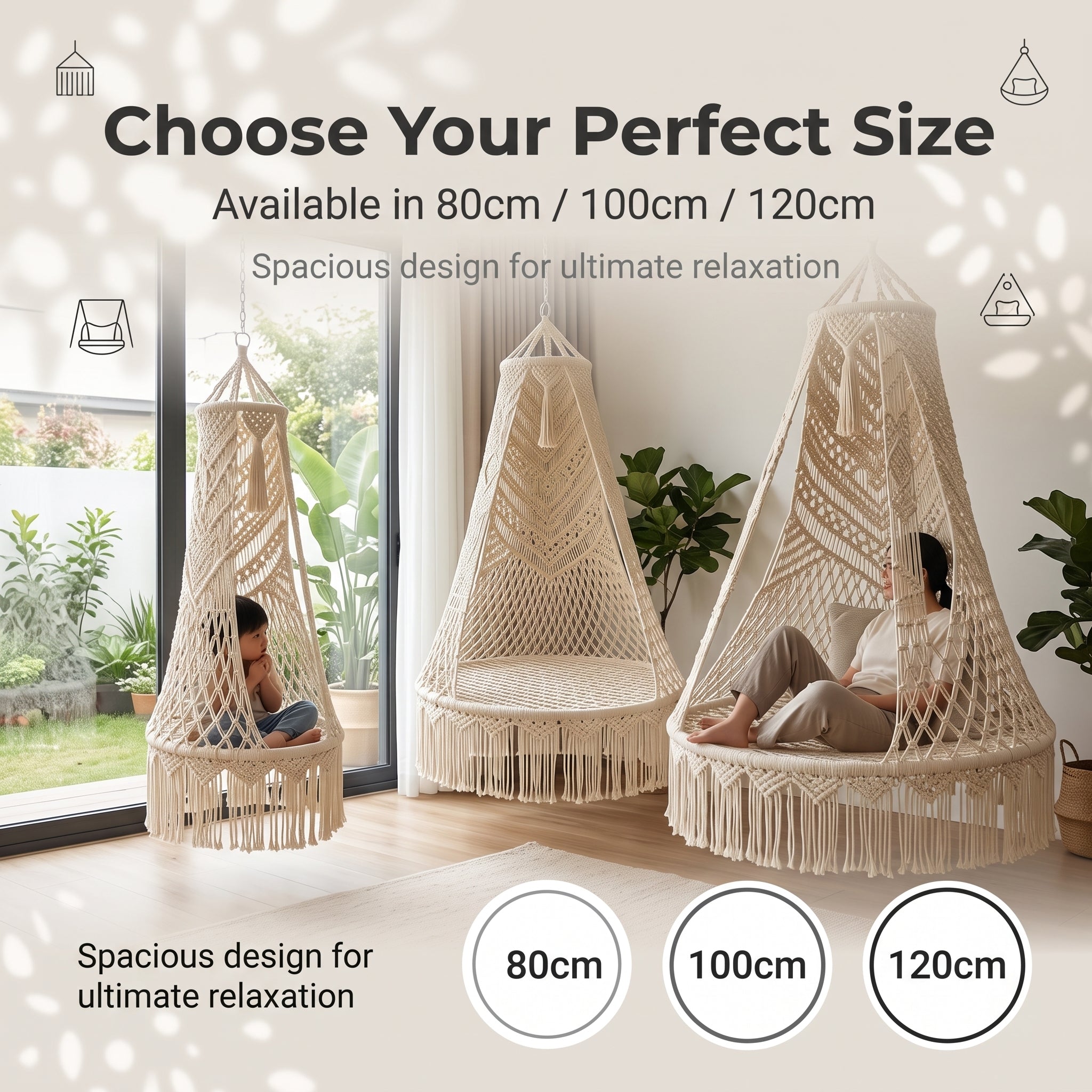 Handmade rope-woven outdoor rocking basket
