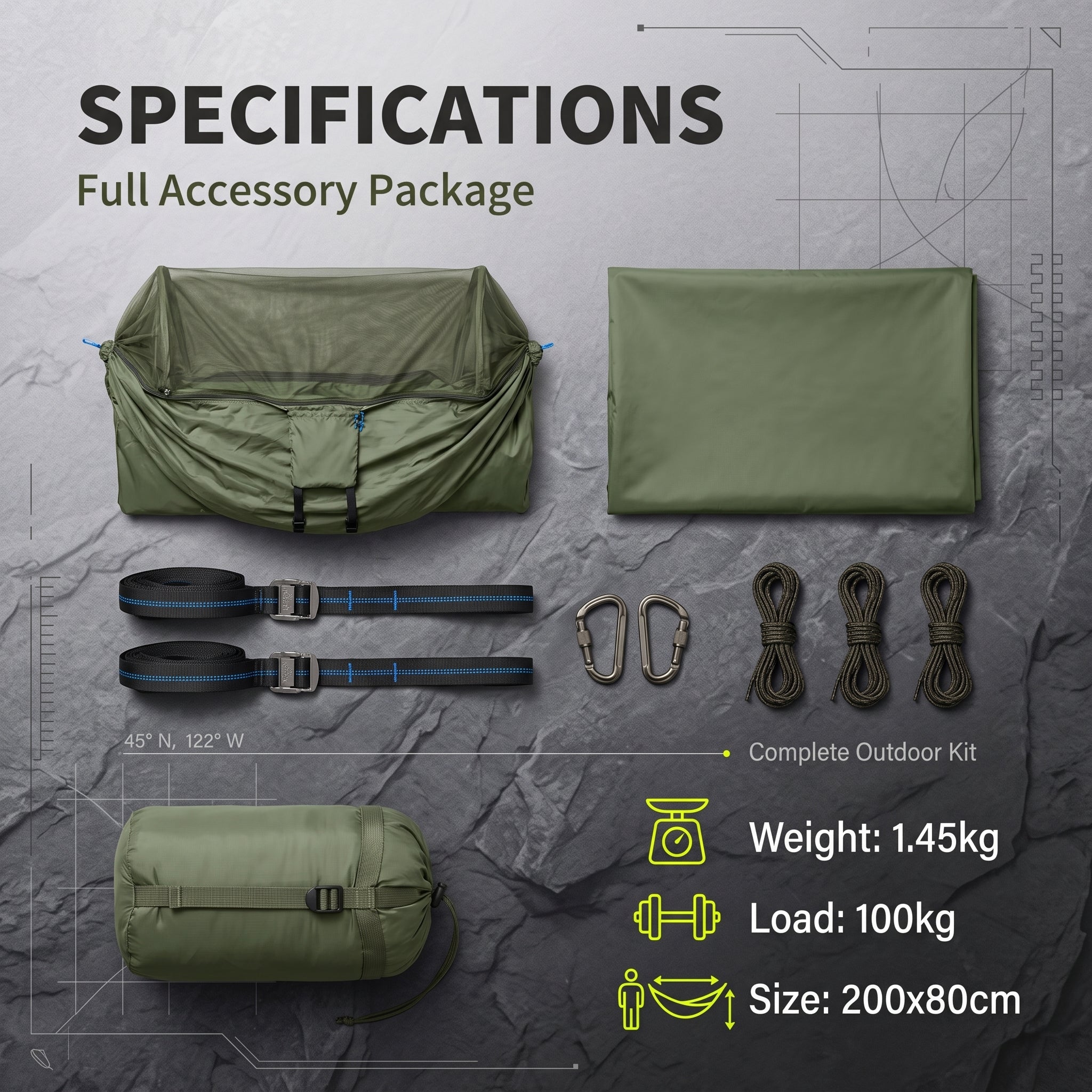 All-in-One Sleep System Camping Hammock Tent with Rain Fly Tarp and Mosquito Net