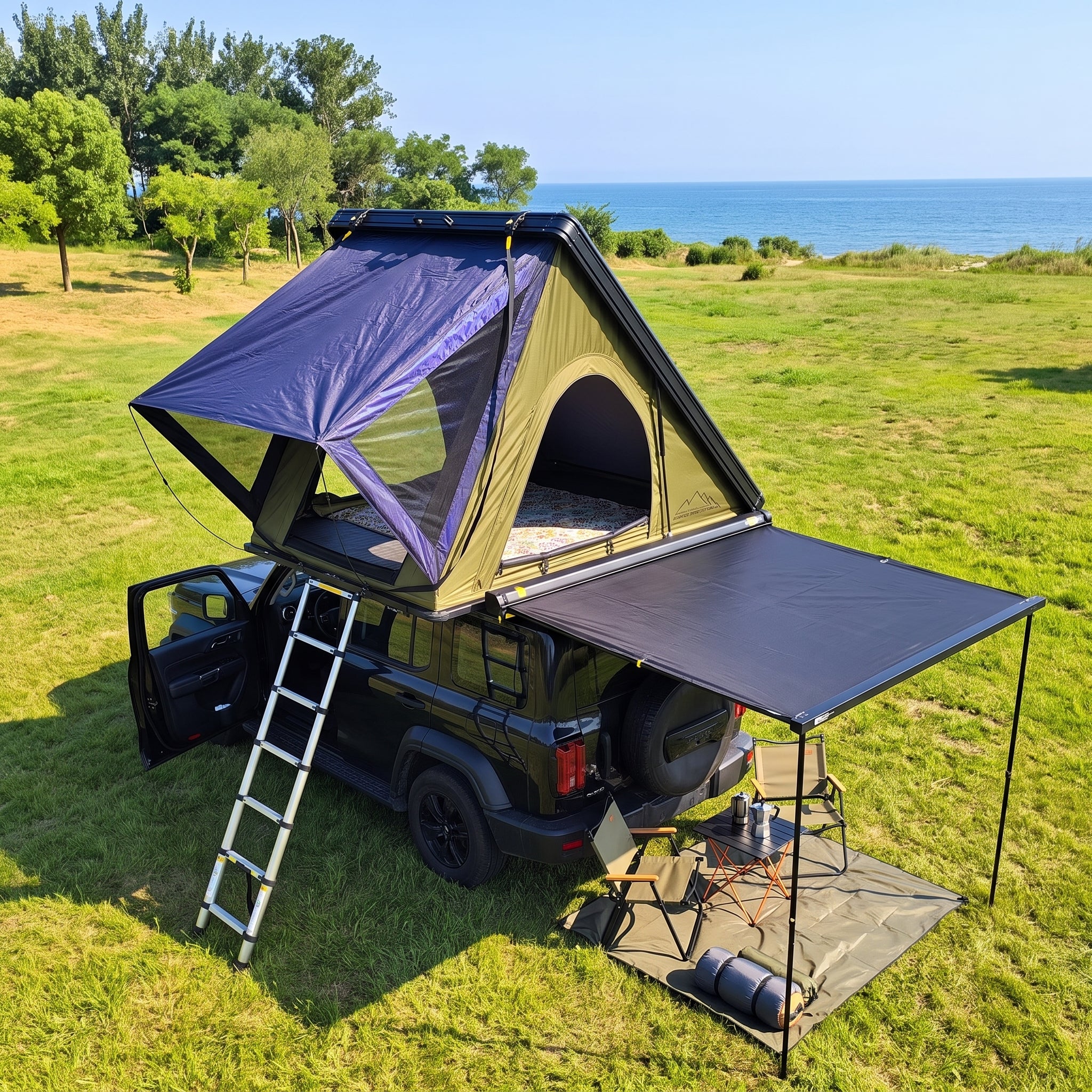CE-Certified Lightweight Rooftop Tent Aluminum Camper Hard-Shell
