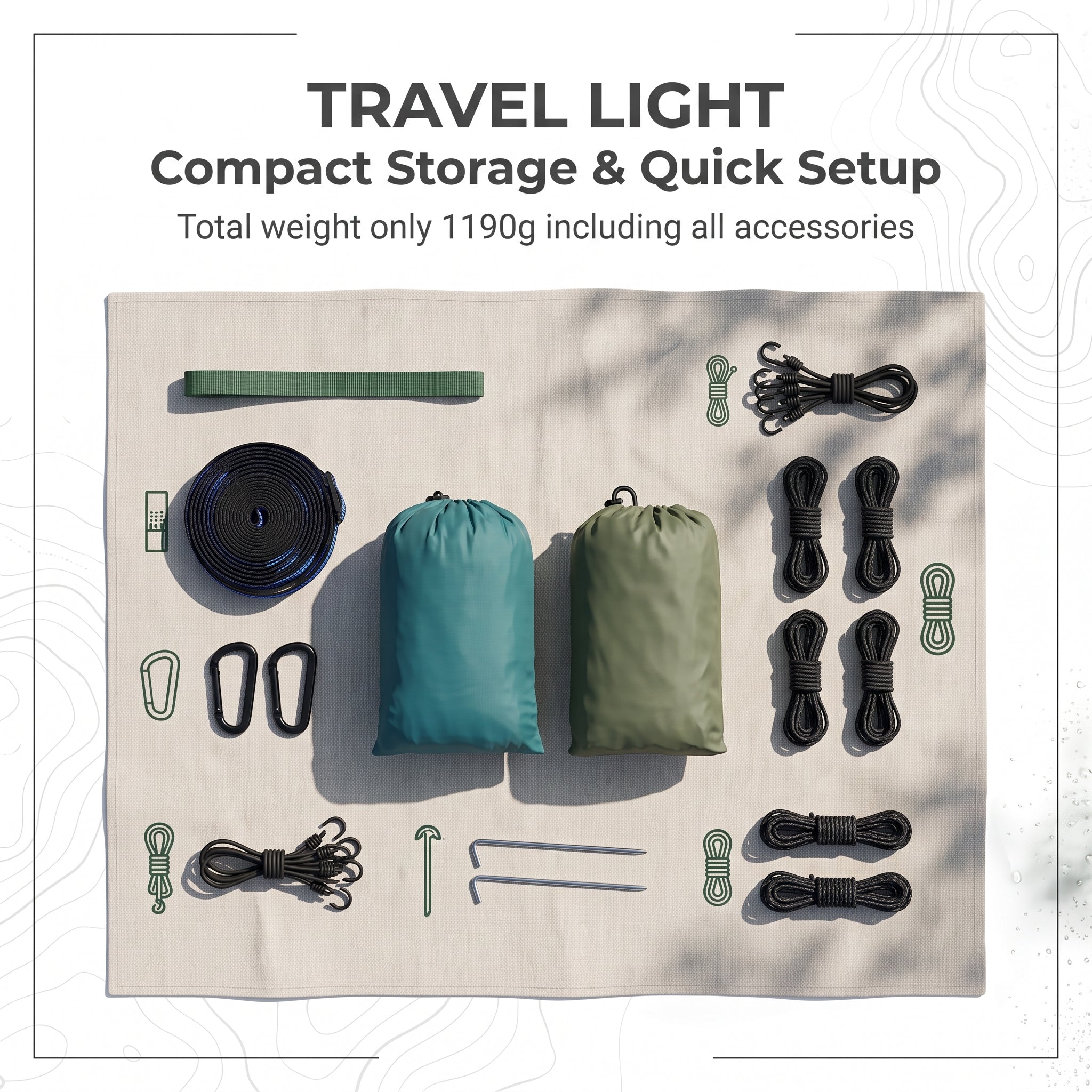 All-in-One Hammock Tent with Rainproof Canopy Awning Set Mosquito Net