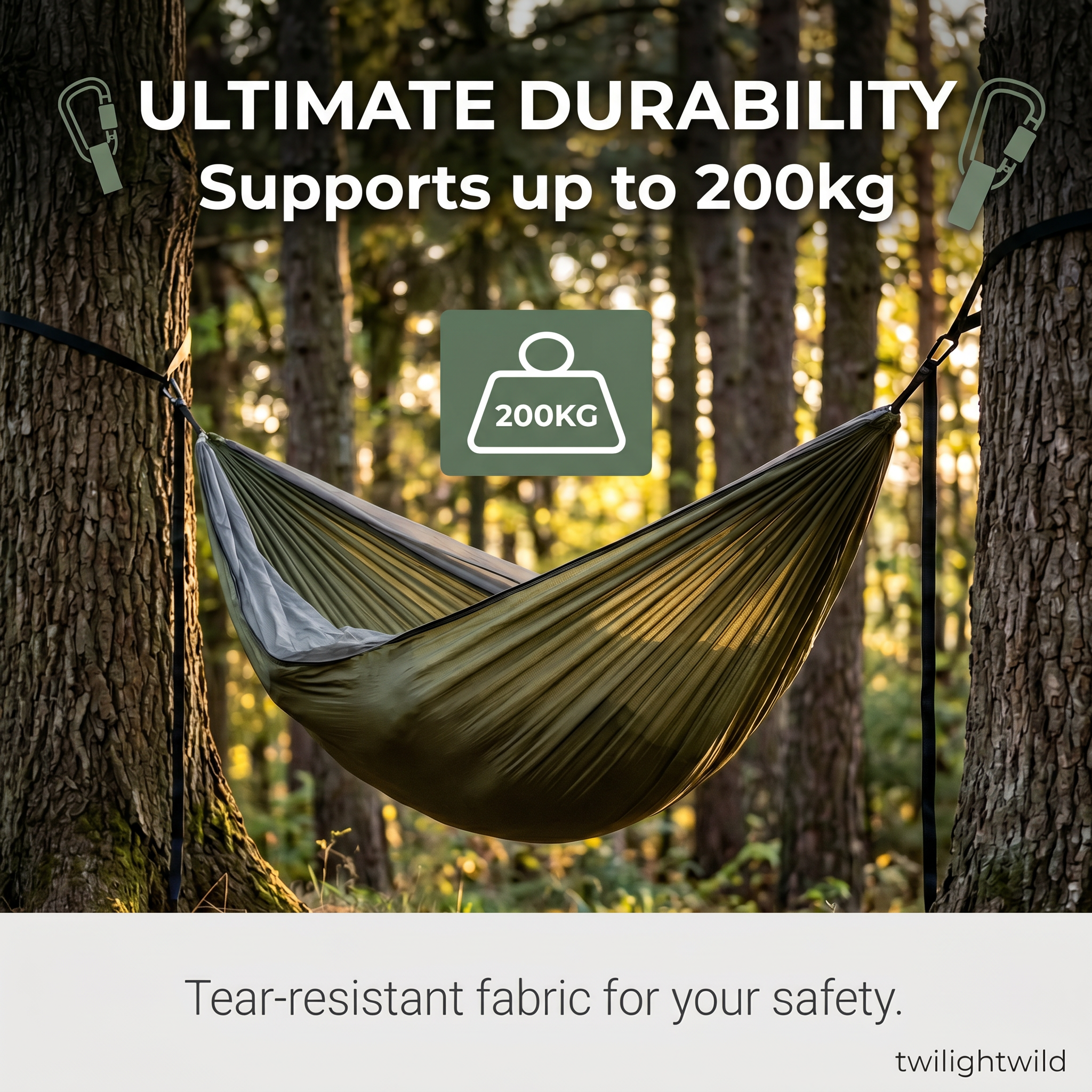 Outdoor Camping Hammock with Mosquito Net 210T Parachute Nylon Fabric