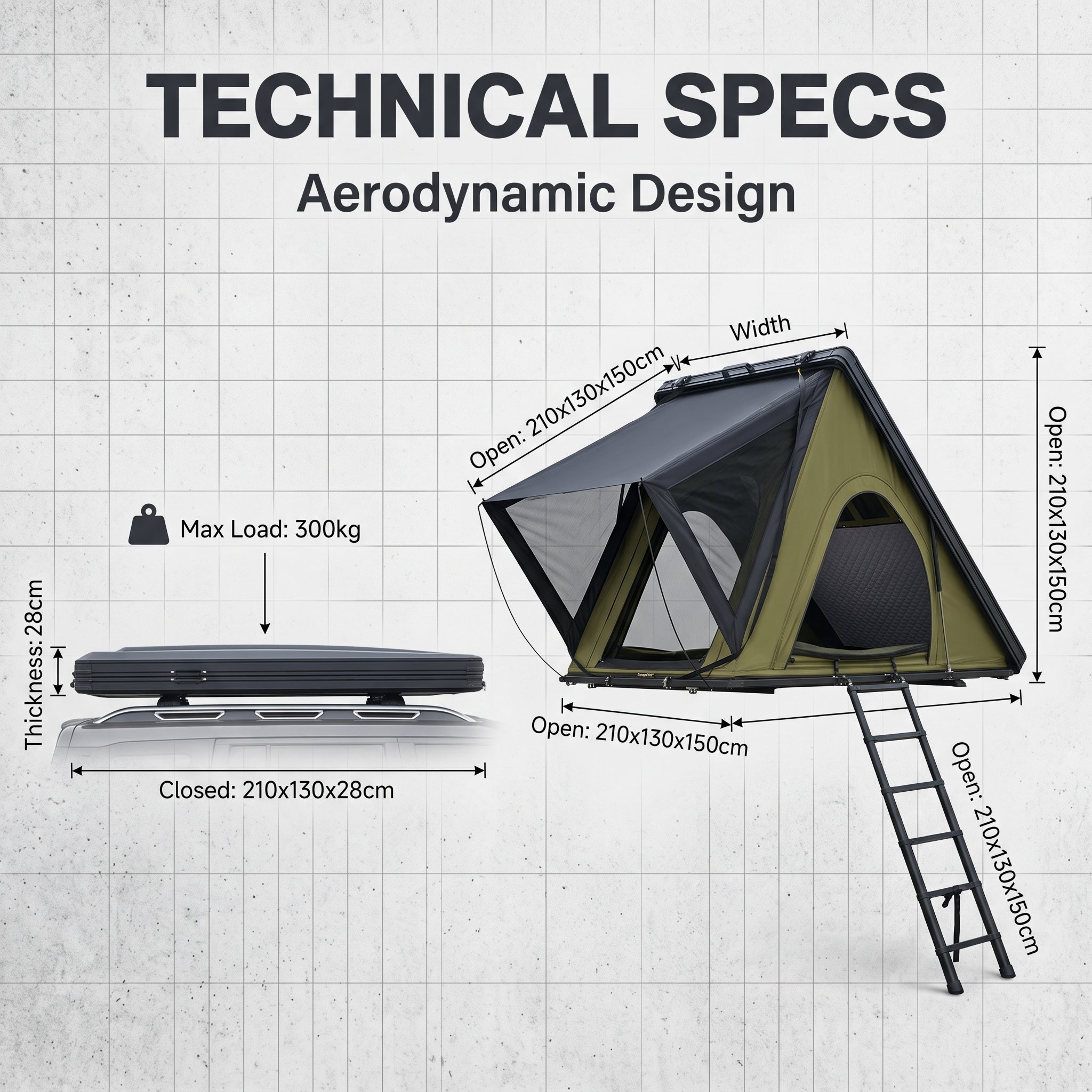 CE-Certified Lightweight Rooftop Tent Aluminum Camper Hard-Shell