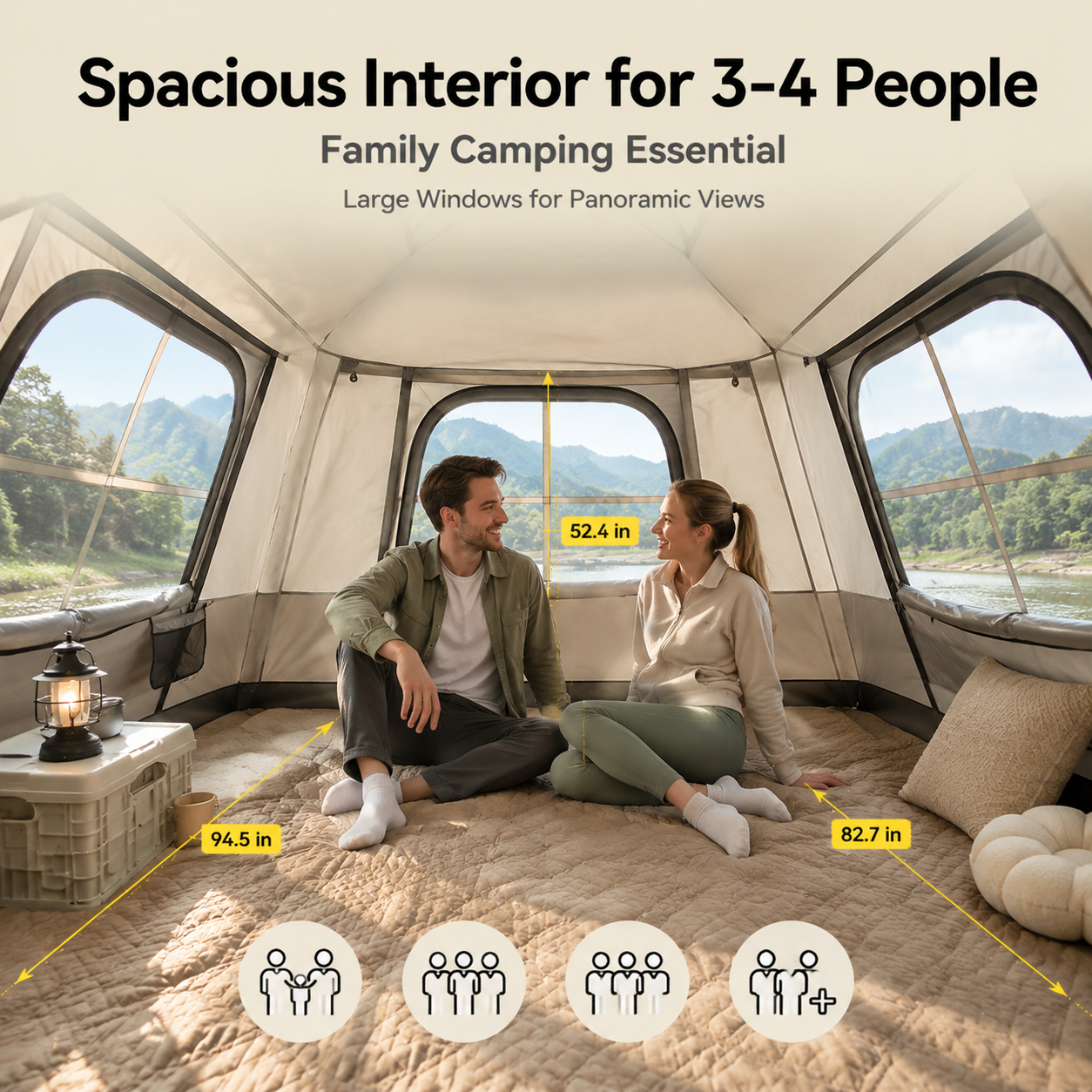 3-8 Person Instant Pop-Up Camping Tent with Rainfly & Waterproof Canopy