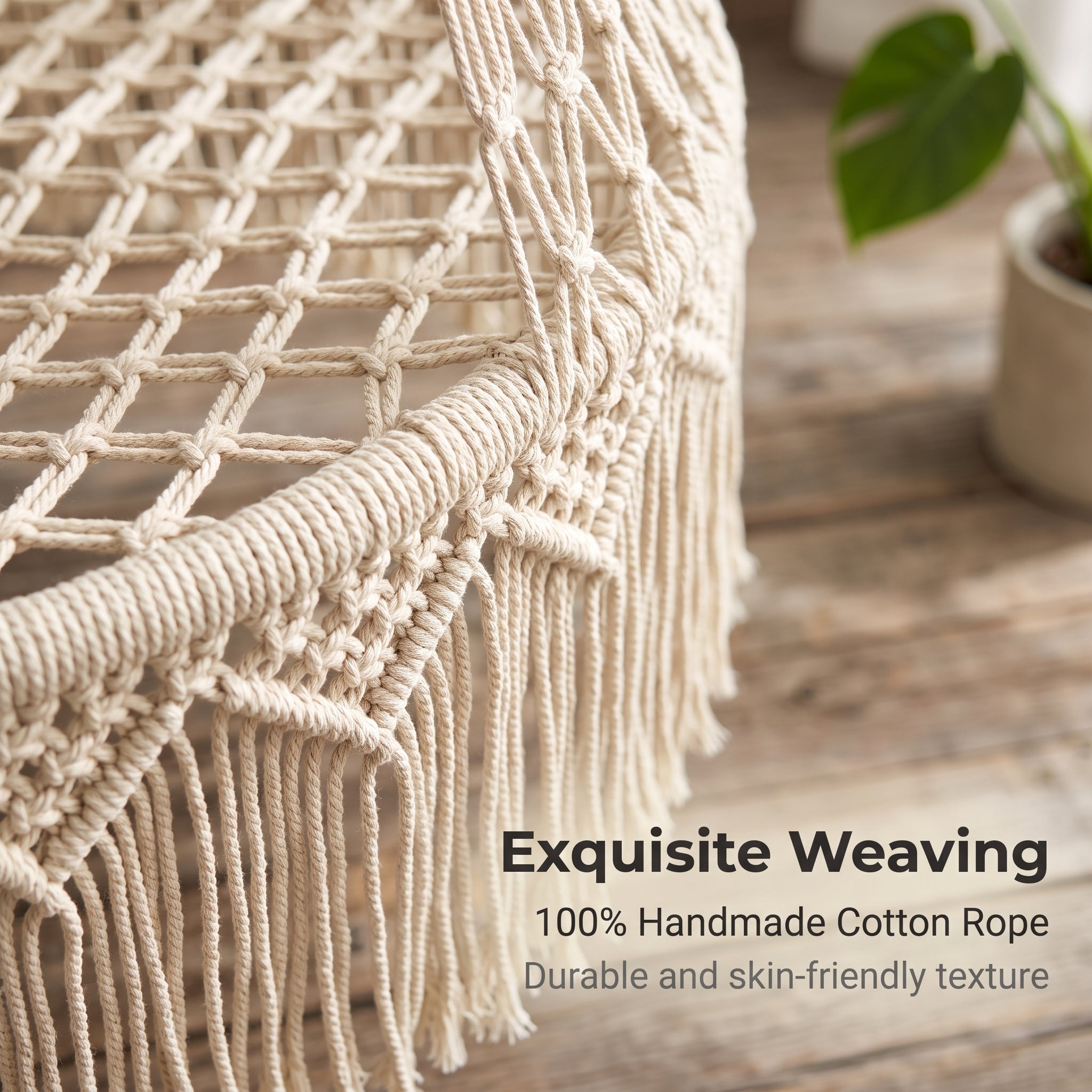 Handmade rope-woven outdoor rocking basket