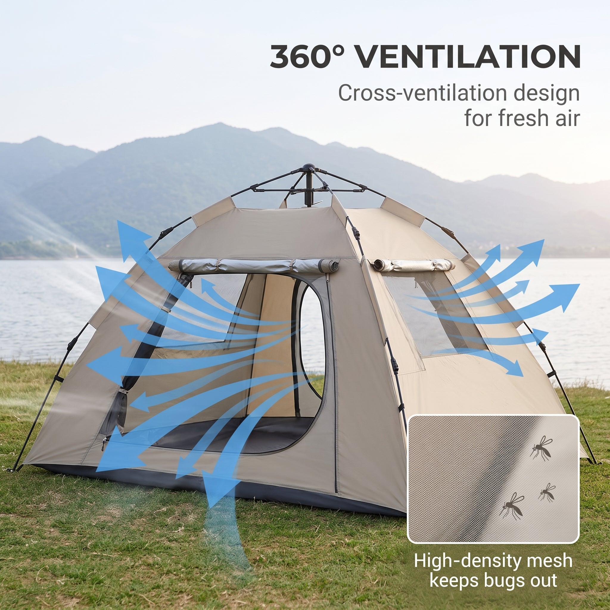 Portable Folding Automatic Windproof Camping Tent