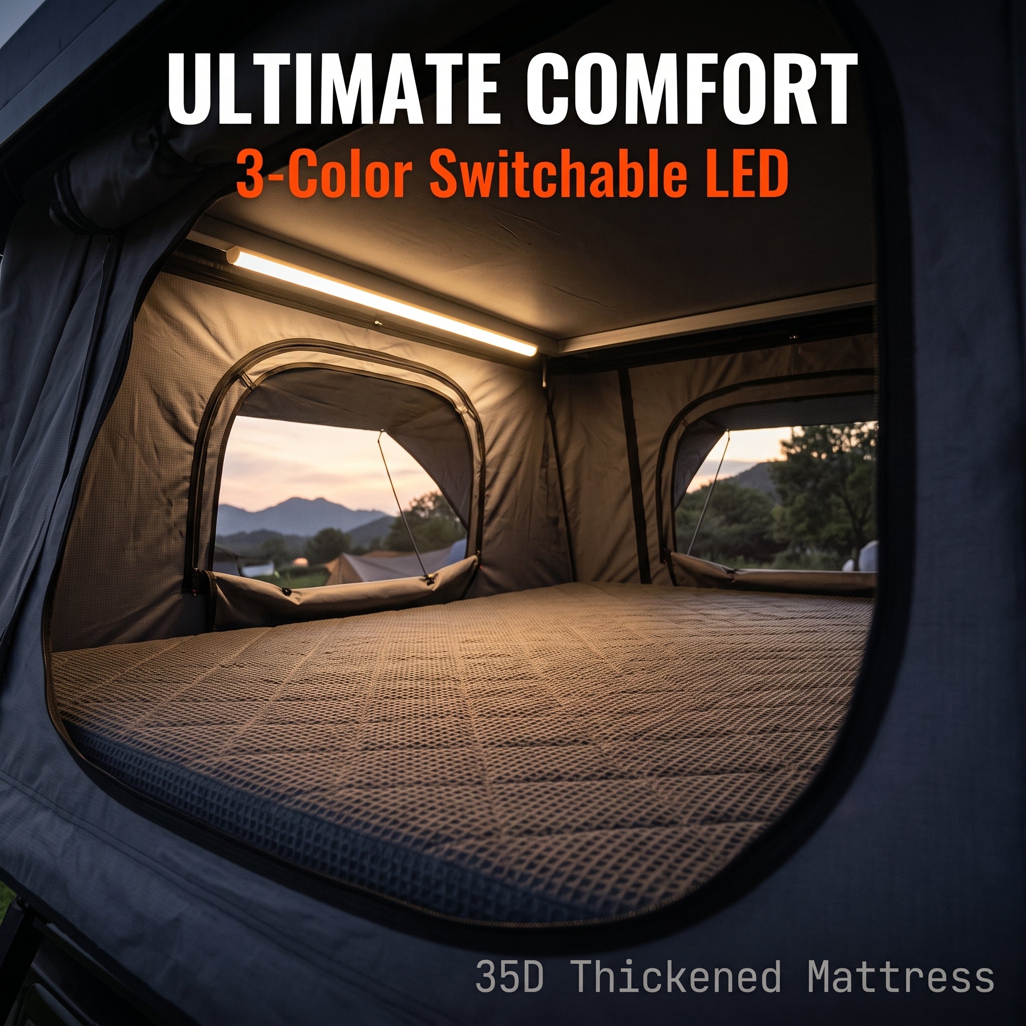 Quick Open Hardshell Roof Top Tent 3 Person Capacity for SUV Truck Jeep