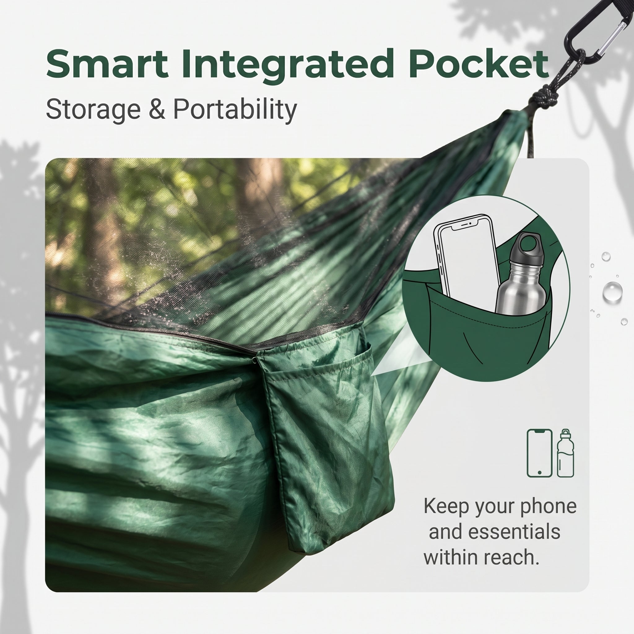 Quick-Deploy Outdoor Anti-Mosquito Hammock with Built-in Net