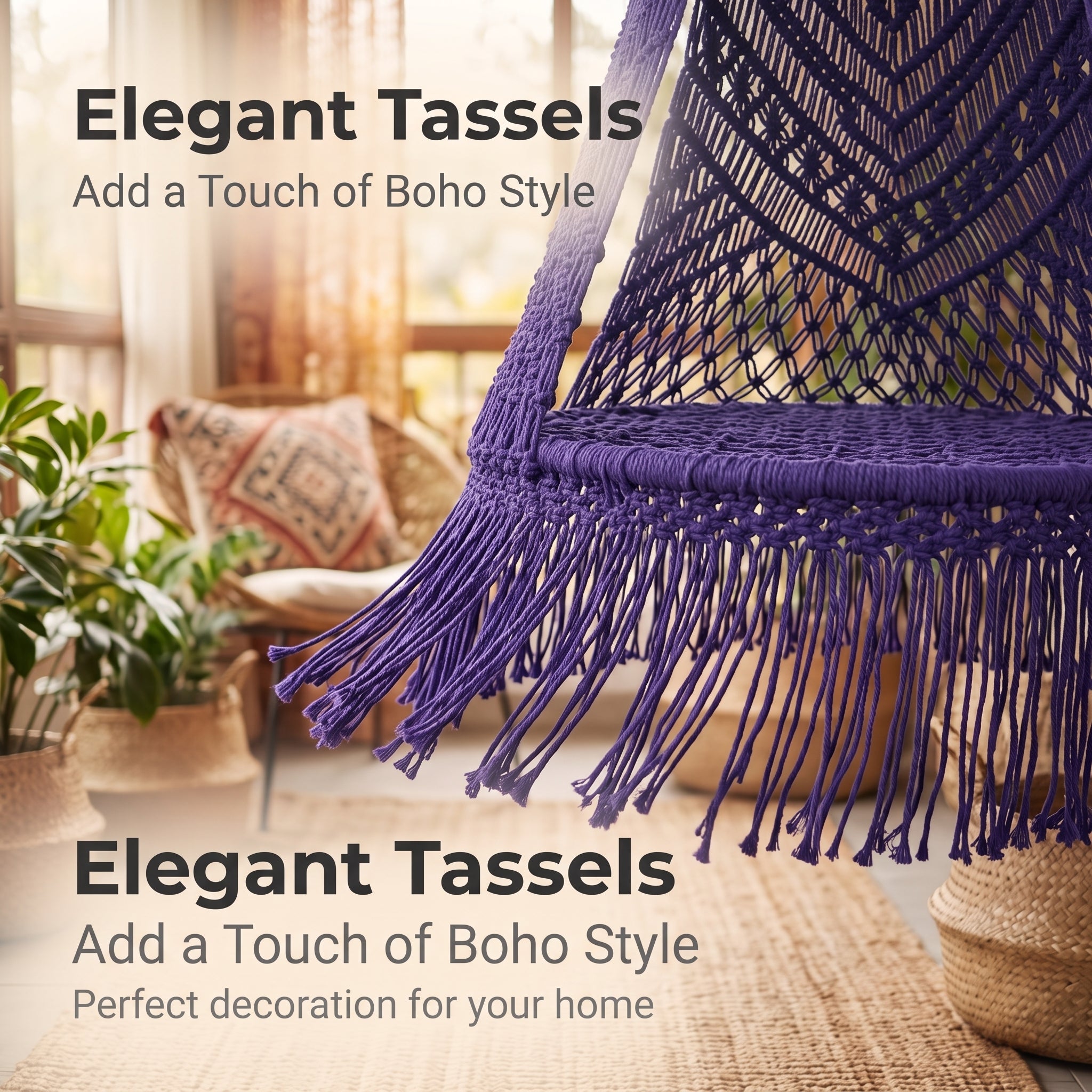 Handmade rope-woven outdoor rocking basket