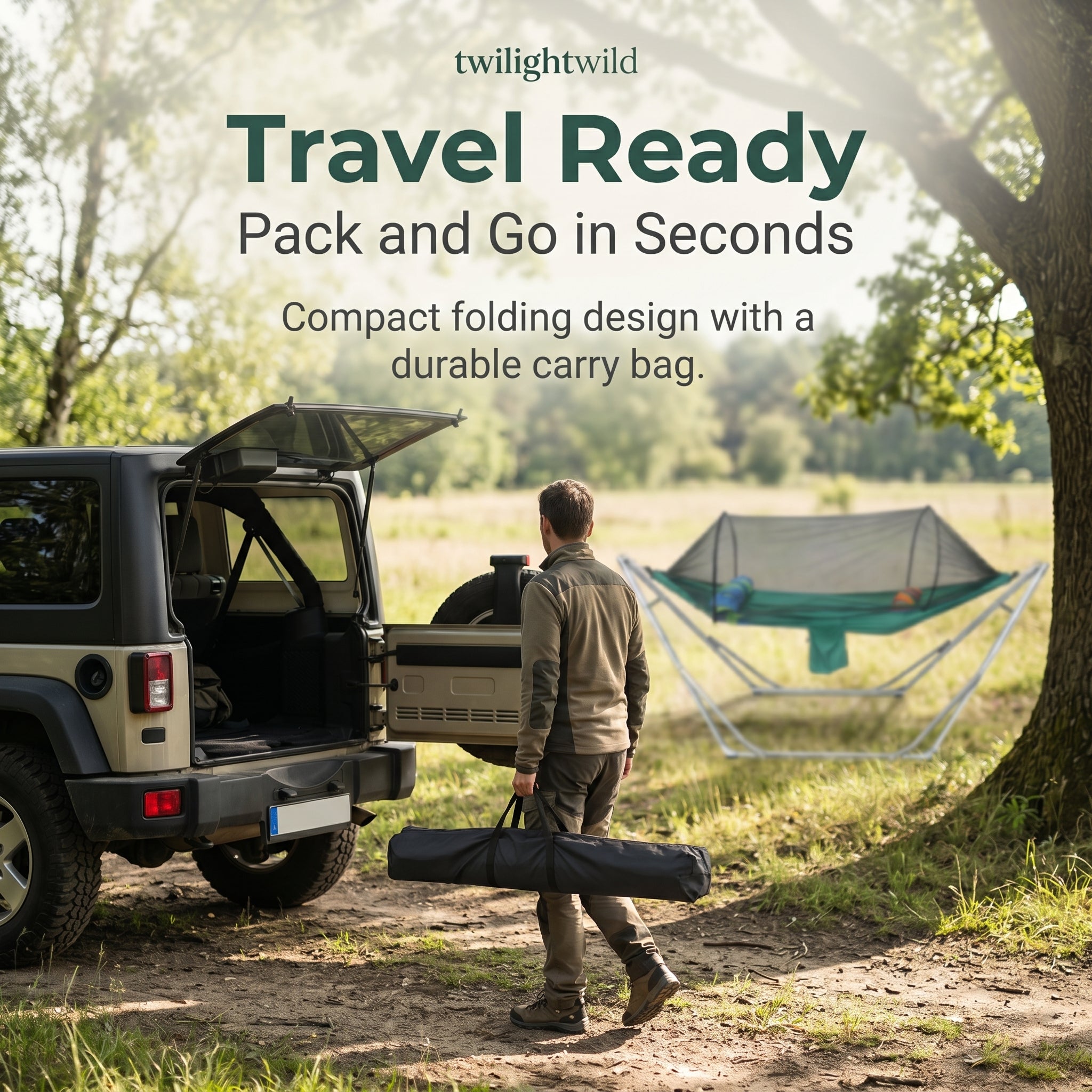 Portable Anti-Mosquito Folding Stand Hammock Parachute Fabric Camping Swing Bed for Outdoor
