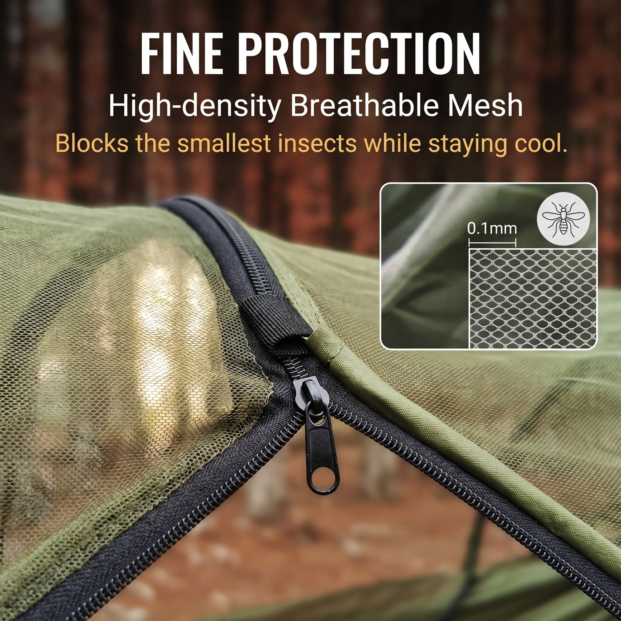 Quick-Deploy Anti-Roll Nylon Camping Hammock with Mosquito Net