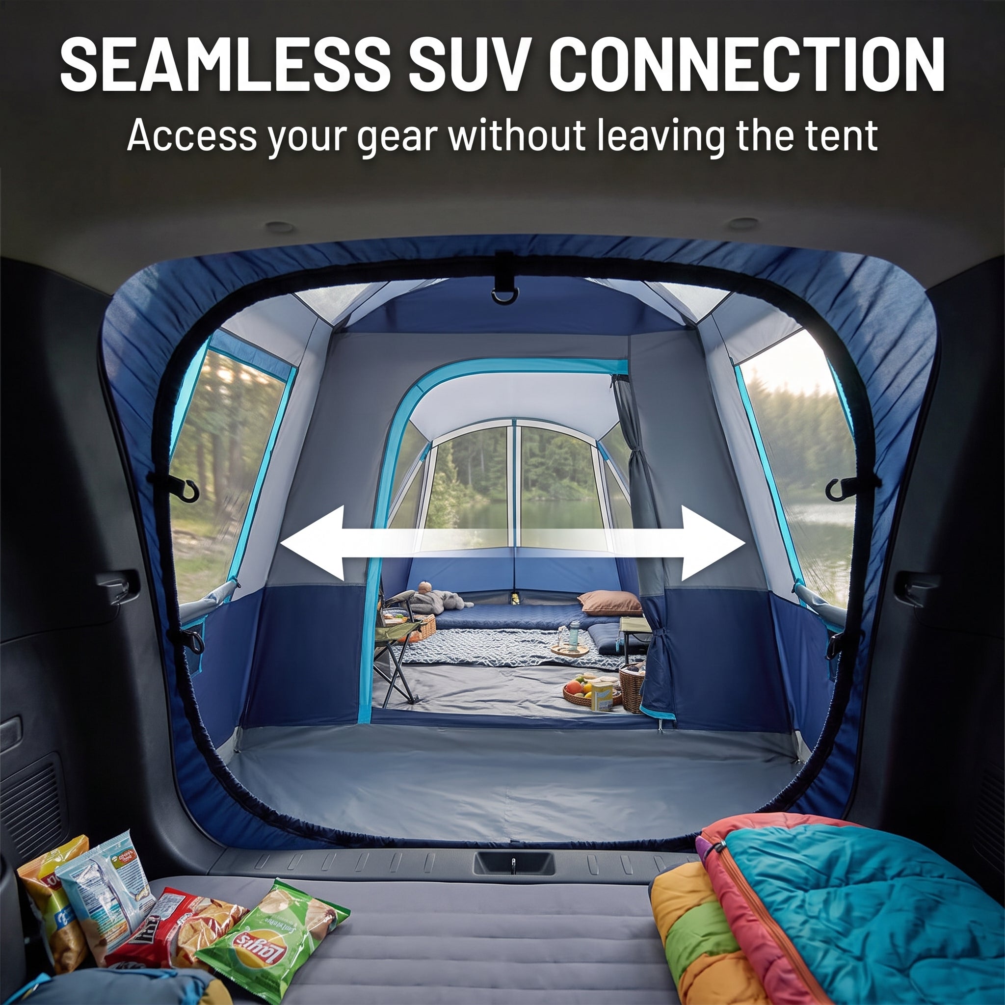 SUV CampingTent with Screened Porch and Awning Windproof and Rainproof Portable