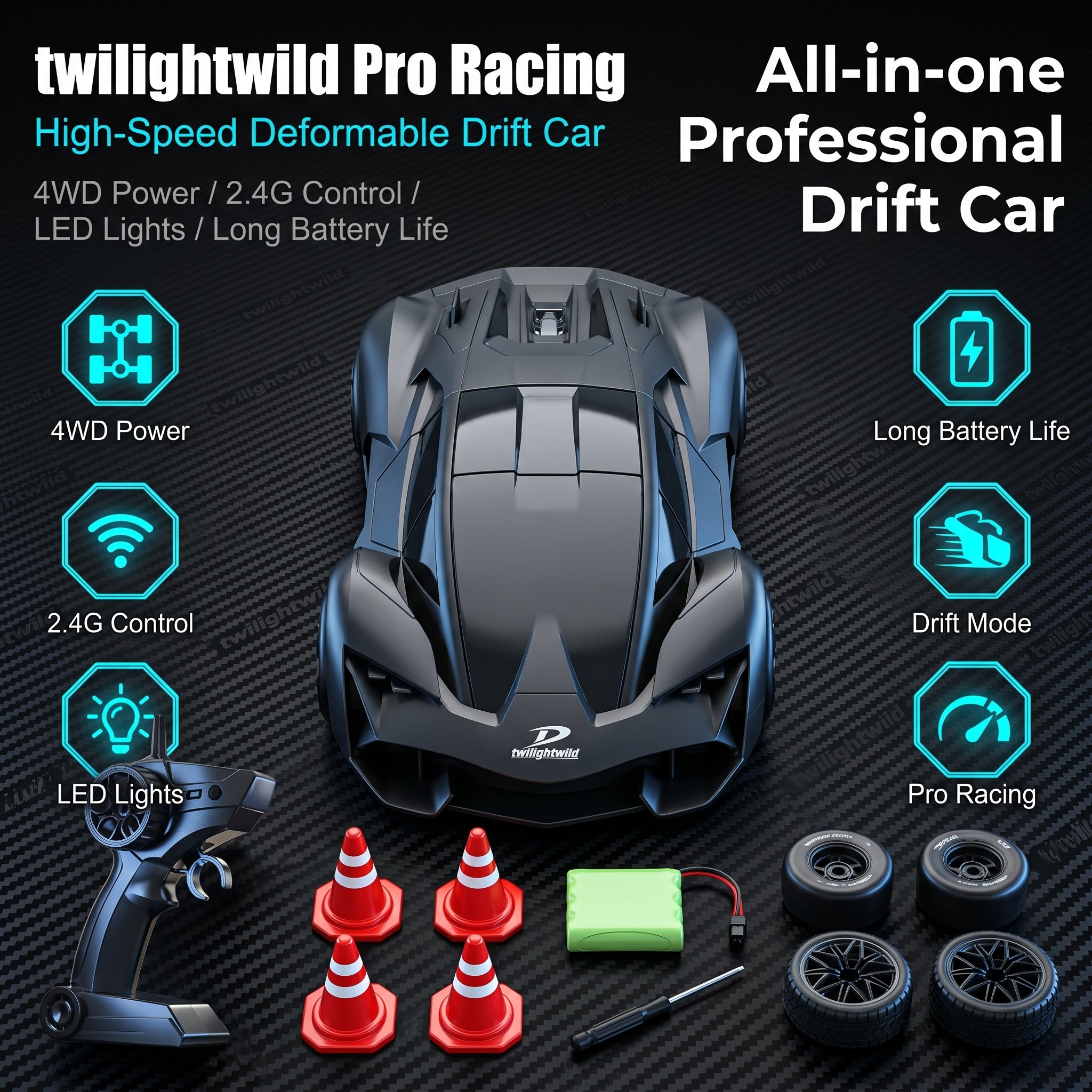 RC Remote-controlled Variable Speed High-speed Four-wheel Drive Drift Racing Car