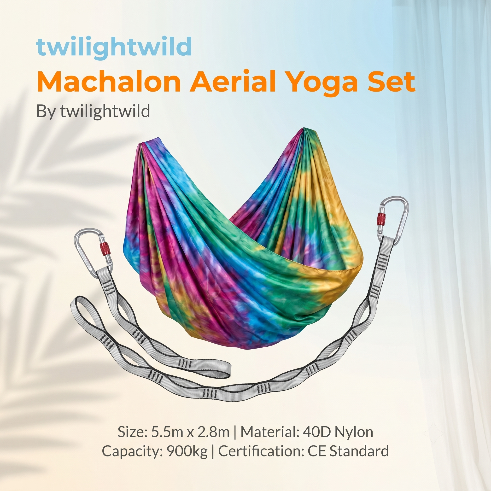 Aerial Yoga Hammock Set Durable 40D Nylon Fabric Gradient Color Aerial Yoga Swing Set