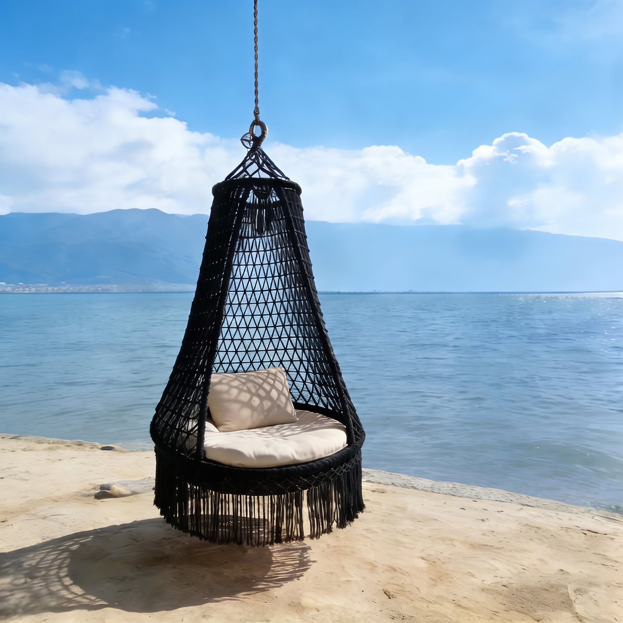 Hand-woven Bohemian Patio Swing Outdoor Hanging Chair