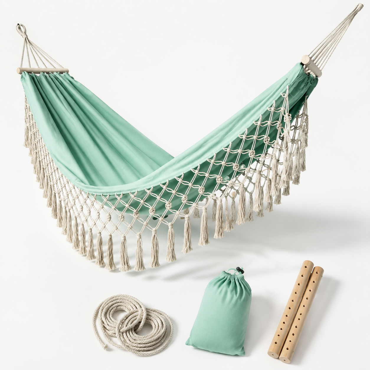 Anti-Roll Fringe Encrypted Canvas Swing Hammock