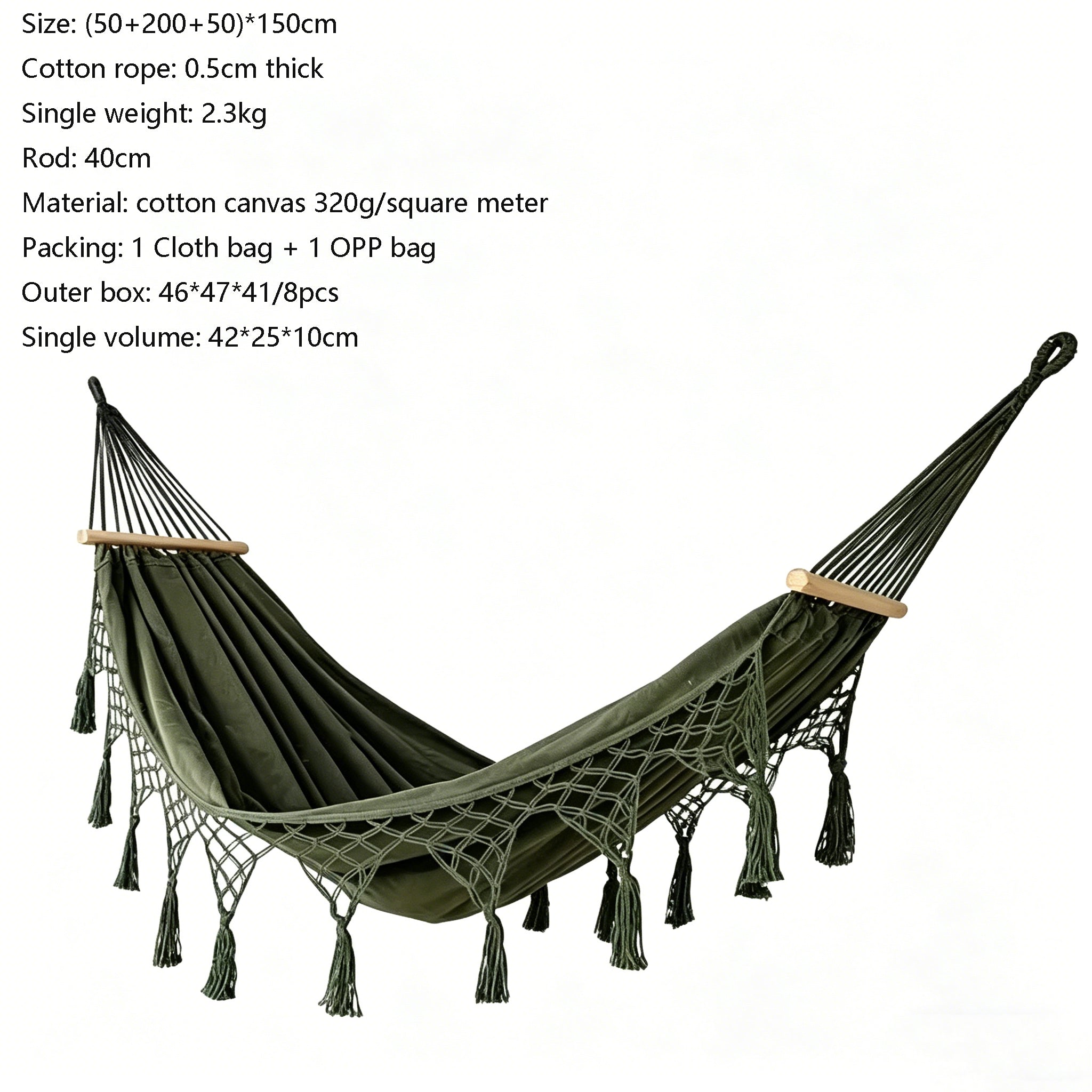 Anti-Roll Canvas Fringe Hammock